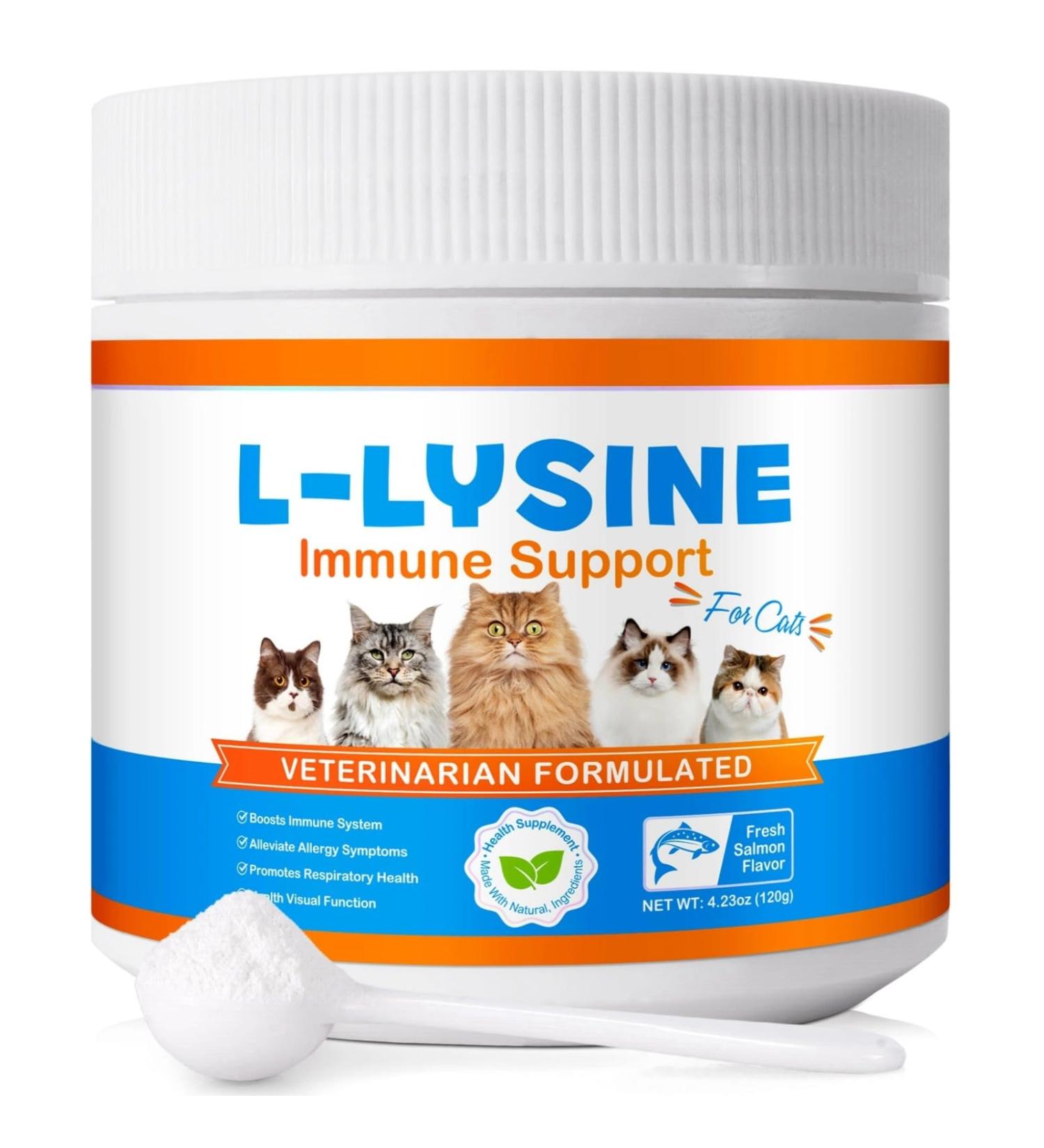 laraspi Lysine for Cats Cat Supplement for Sneezing and Runny Nose Cat Immune Support Eye Function Fresh Salmon Flavor 4.23oz - Buy Online on GoSupps.com