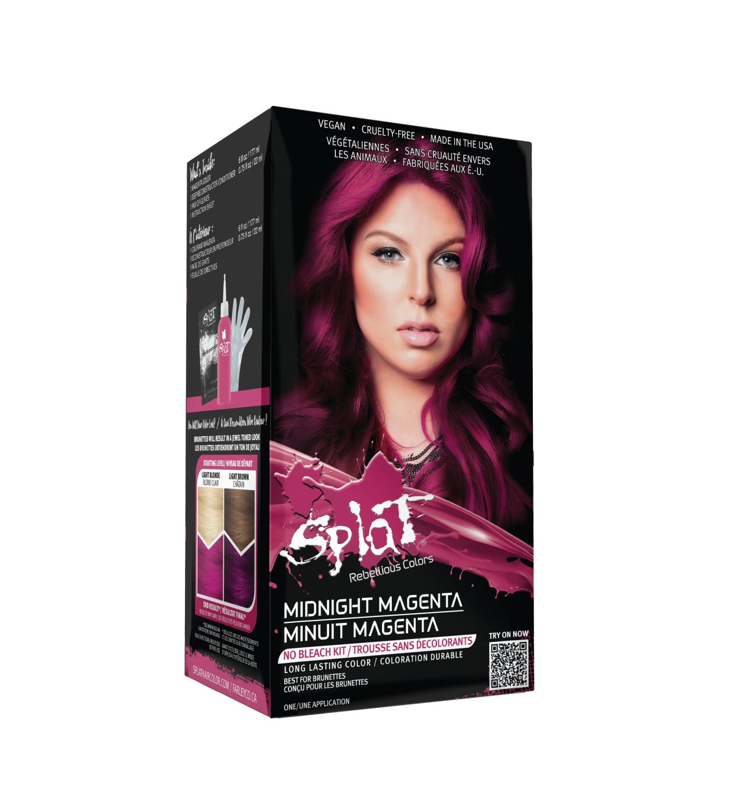 Splat Midnight Magenta Hair Color Kit - Vegan, Cruelty-Free Semi-Permanent Dye - Buy Online on GoSupps.com