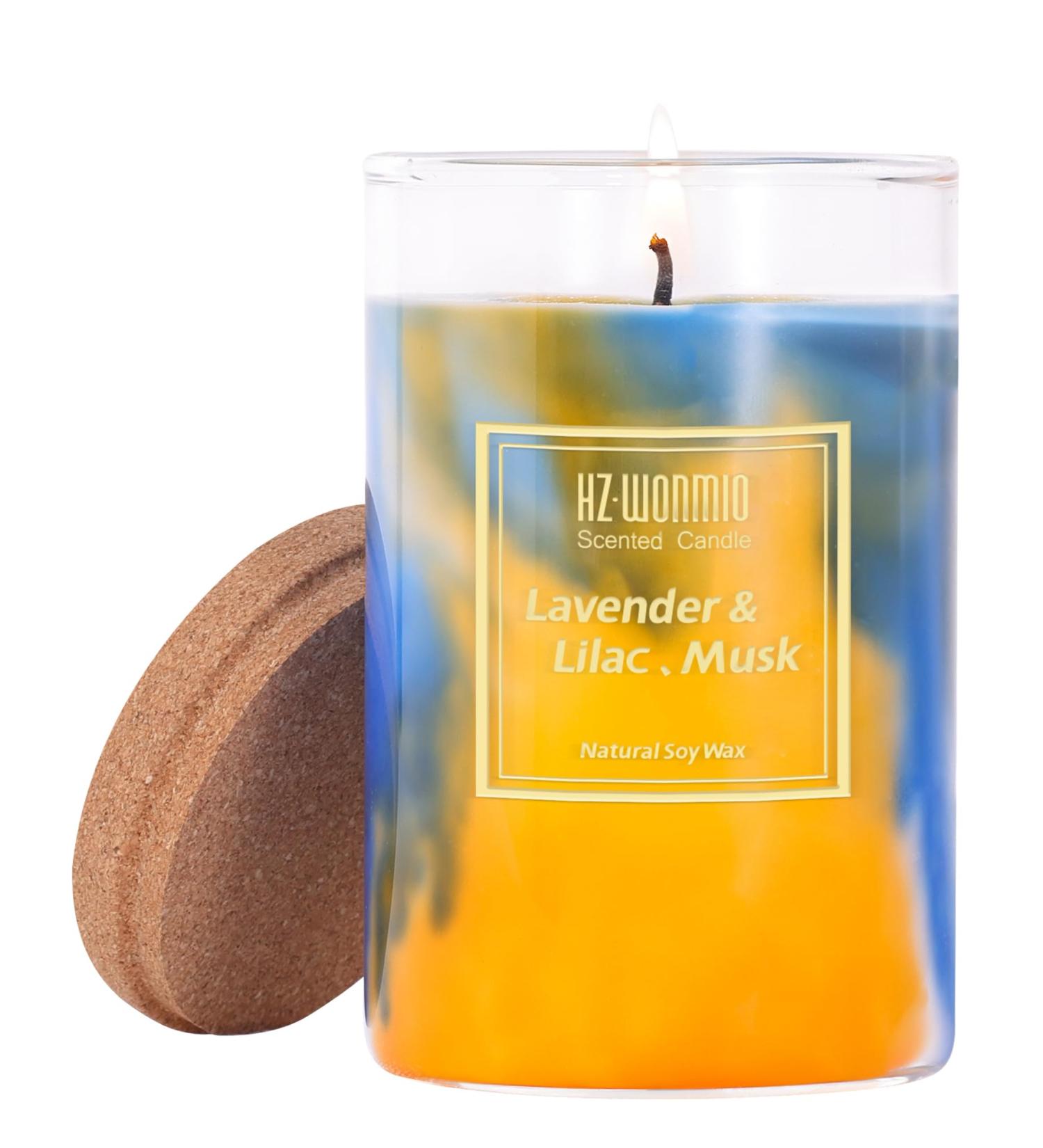 Lavender Candle | Hand-Poured Soy Wax | 60-Hour Burn Time | Aromatherapy | Beach Ocean Scent | Perfect Gifts for Women | 8oz Lavender & Lilac Musk - Buy Online on GoSupps.com