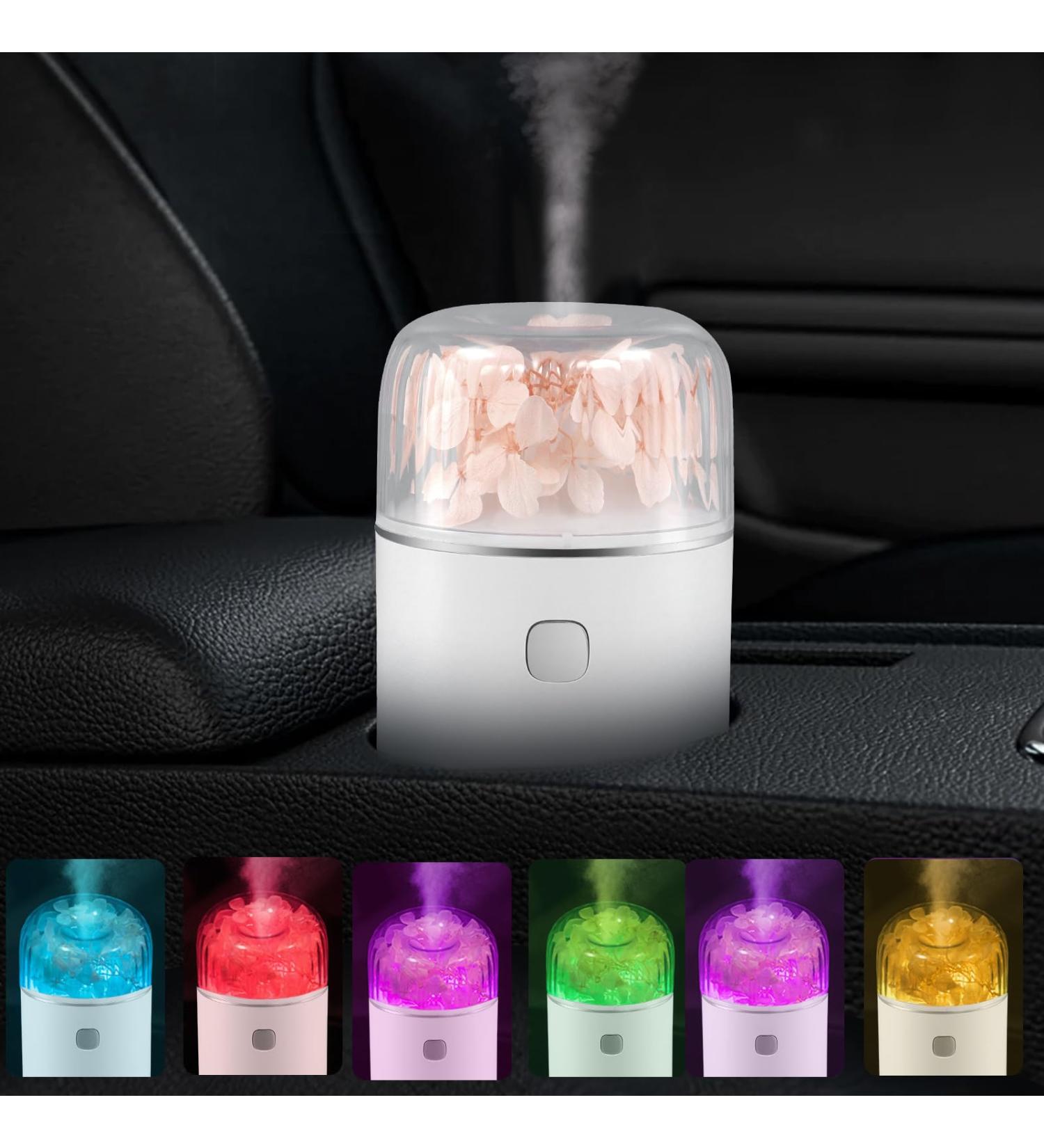 Weigudoc Auto Aroma Diffuser for Essential Oils - 100ml Aromatherapy Diffuser with 7 Color Light | USB Charging for Car Office Home & Yoga (White) - Buy Online on GoSupps.com