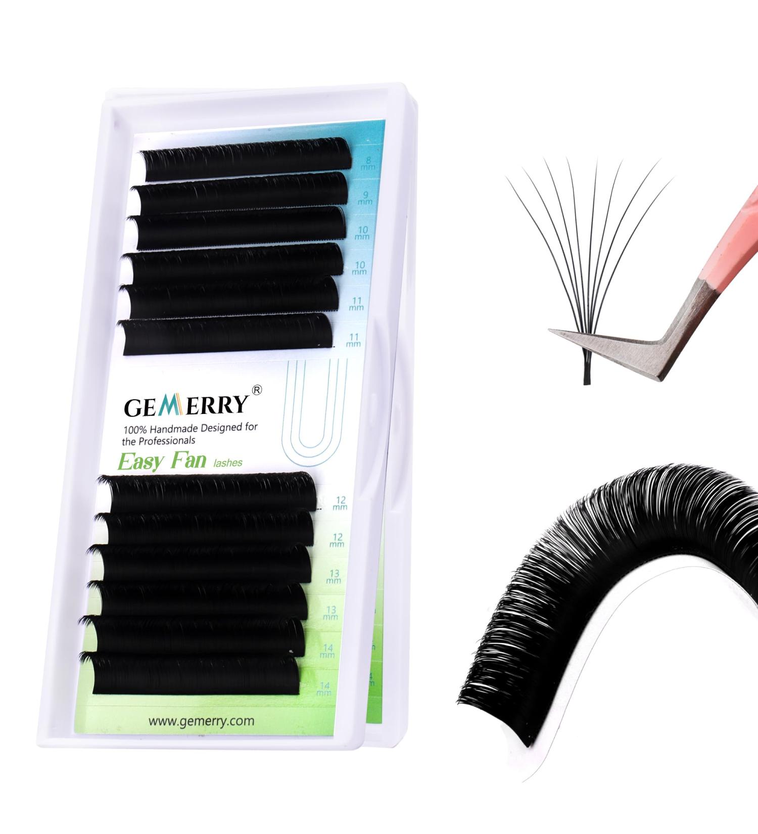 GEMERRY Easy Fan Lash Extensions - Rapid Blooming C/D Curl 8-20mm Volume Lashes - Self Fanning Eyelash Extension Tray - Buy Online on GoSupps.com