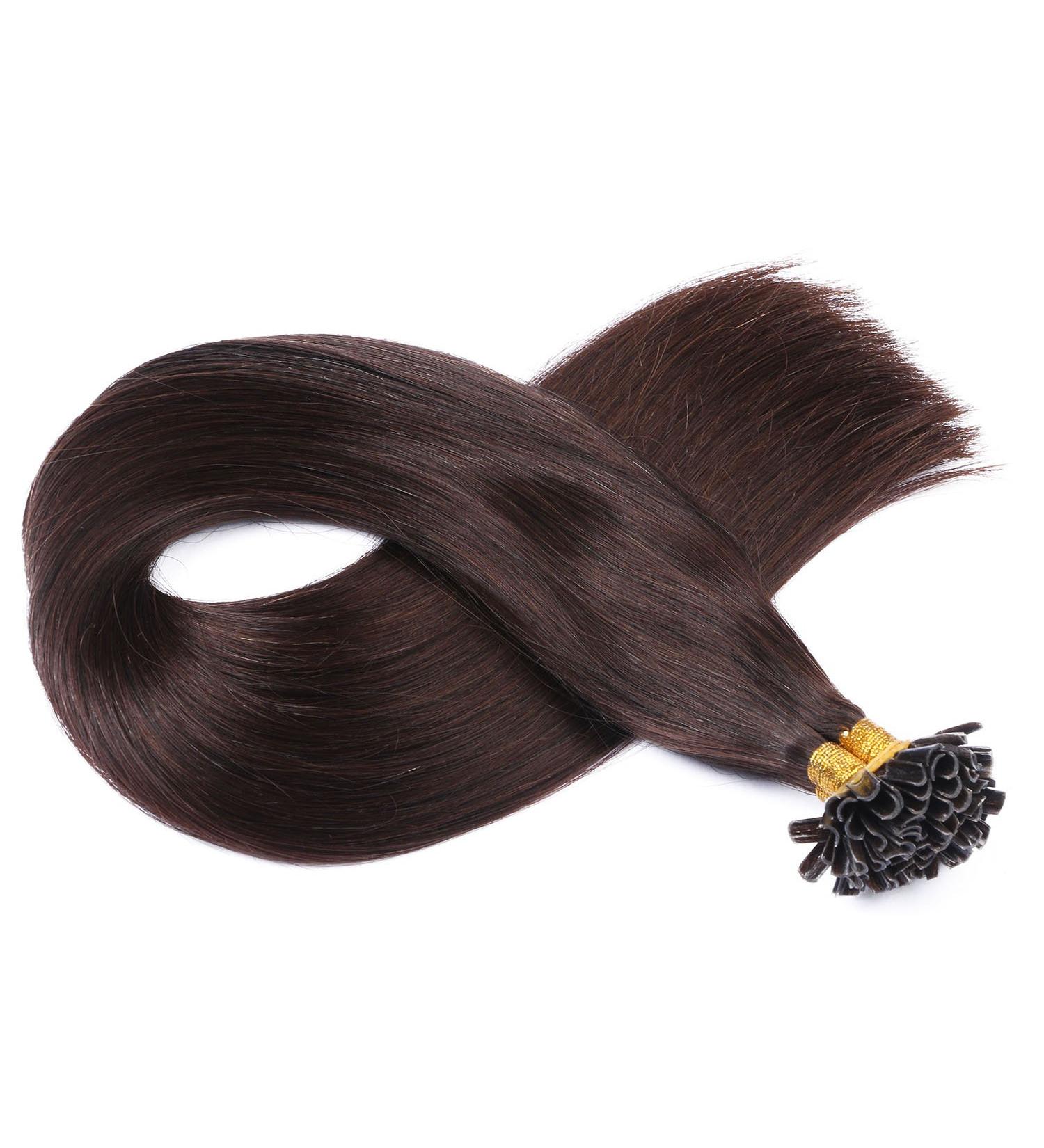 Keratin Bonding U-Tip Hair Extensions - #2 Dark Brown 40cm | 100% Real Hair | 50 Strands by Novon - Premium Quality - Buy Online on GoSupps.com