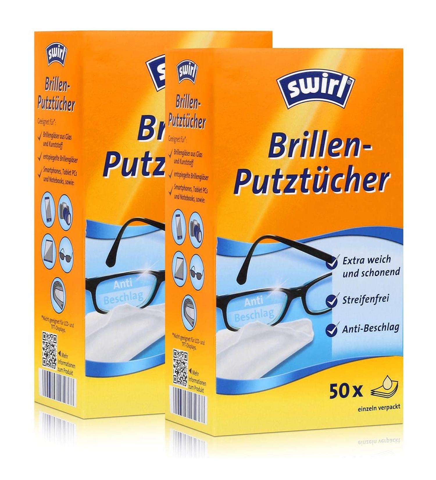 Buy 2x Swirl Glasses Cleaning Cloths - 50 Deluxe Microfiber Cloths for Crystal Clear Lenses | International Shipping Available - Buy Online on GoSupps.com
