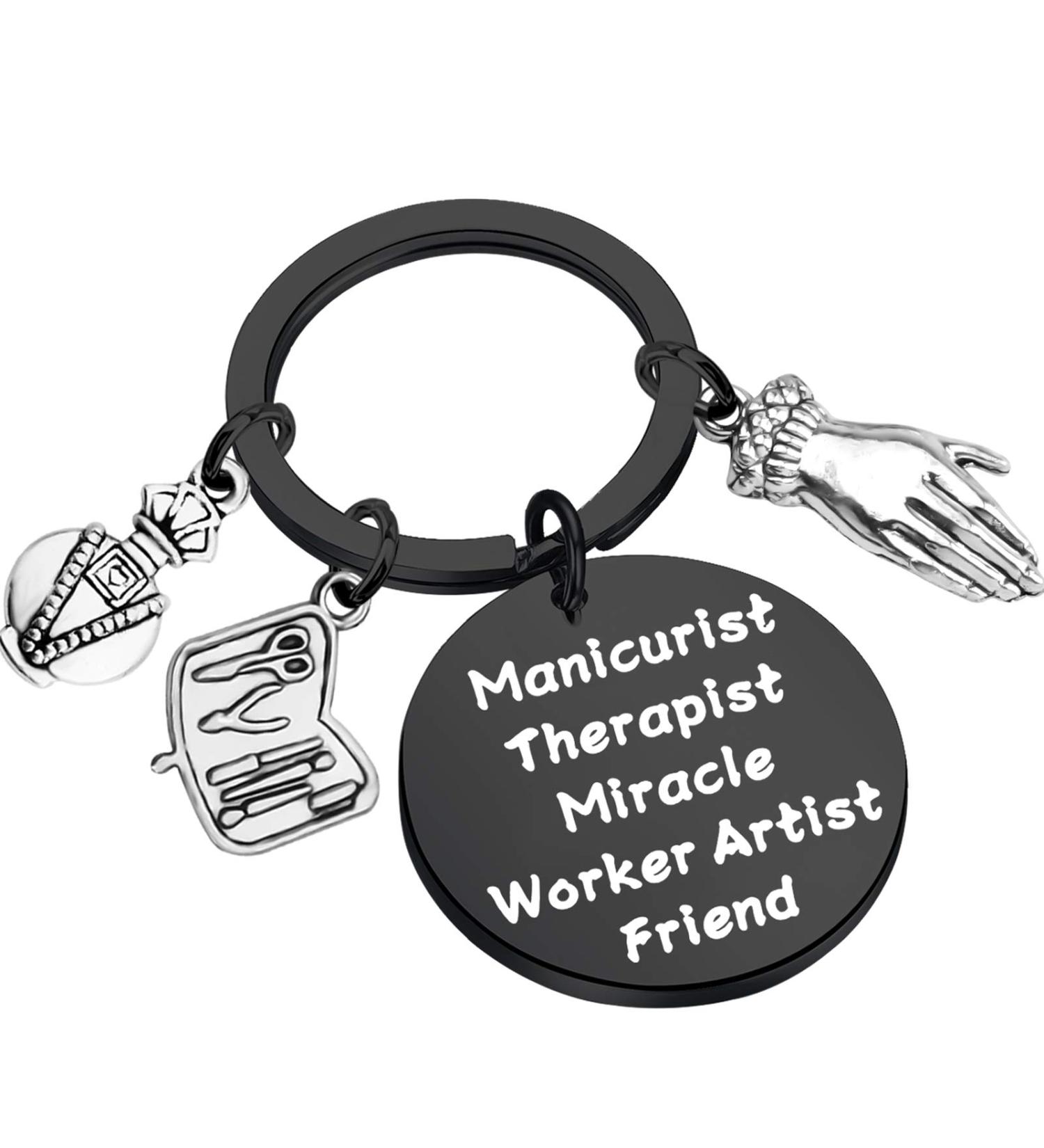 MYSOMY Manicurist Nail Tech Lanyard Manicurist Therapist Miracle Worker Artist Friend Keychain Clip for Nail Artist Beautician Nail Boss Cosmetology Gift for Her (black) - Buy Online on GoSupps.com