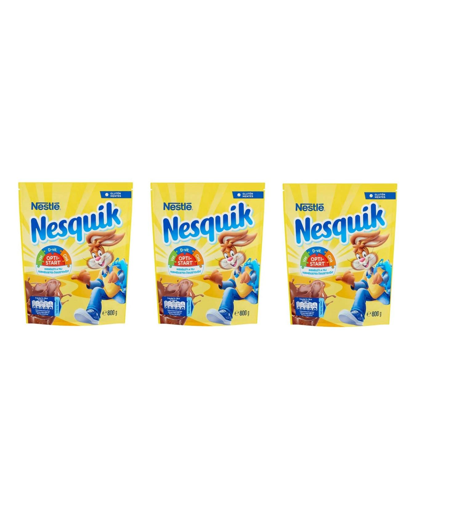 Nestlé Nesquik Preparato Soluble Soluble Beverage Preparations with Sugar and Low Fat Cocoa Soluble Chocolate 800g (Pack of 3)