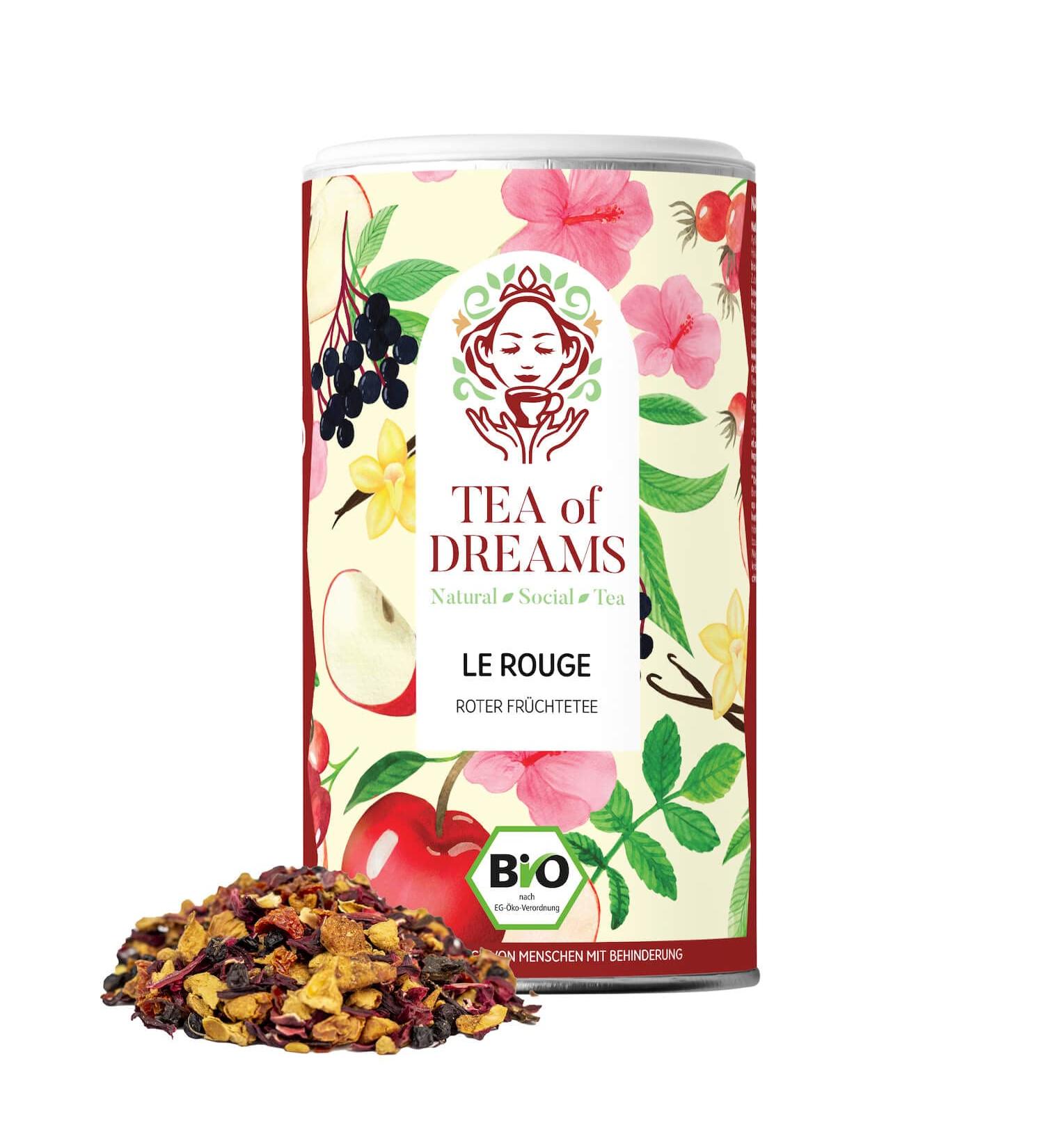 Tea of Dreams Organic Fruit Tea | "Le Rouge" | Sugar Free Black Fruit Tea | Loose Tea | 70g - Buy Online on GoSupps.com