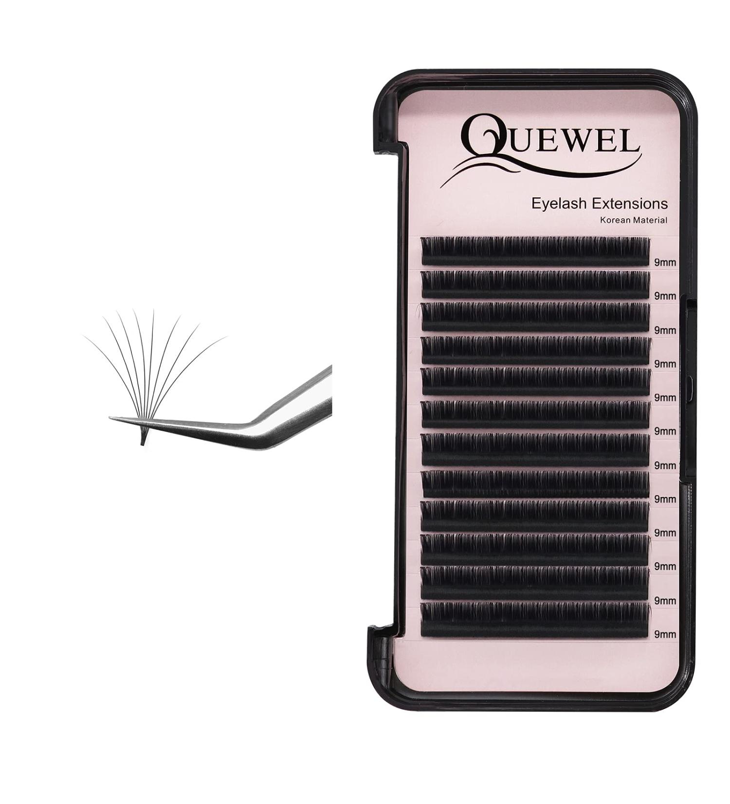 QUEWEL Easy Fan Volume Lash Extensions | .05mm C Curl 9mm Rapid Blooming Lashes | Matte Black Volume Eyelash Extensions | Mix Lengths 8-18mm | Perfect for Professionals - Buy Online on GoSupps.com