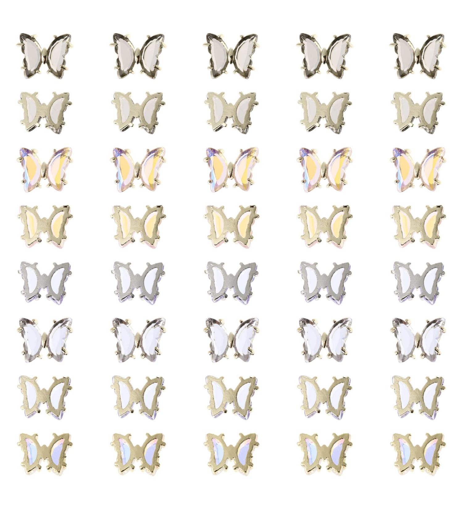 KALLORY 40 Pieces Butterfly Nail Charms Metal Crystal Nail Art Studs Butterflies Nails Decoration for DIY - Buy Online on GoSupps.com