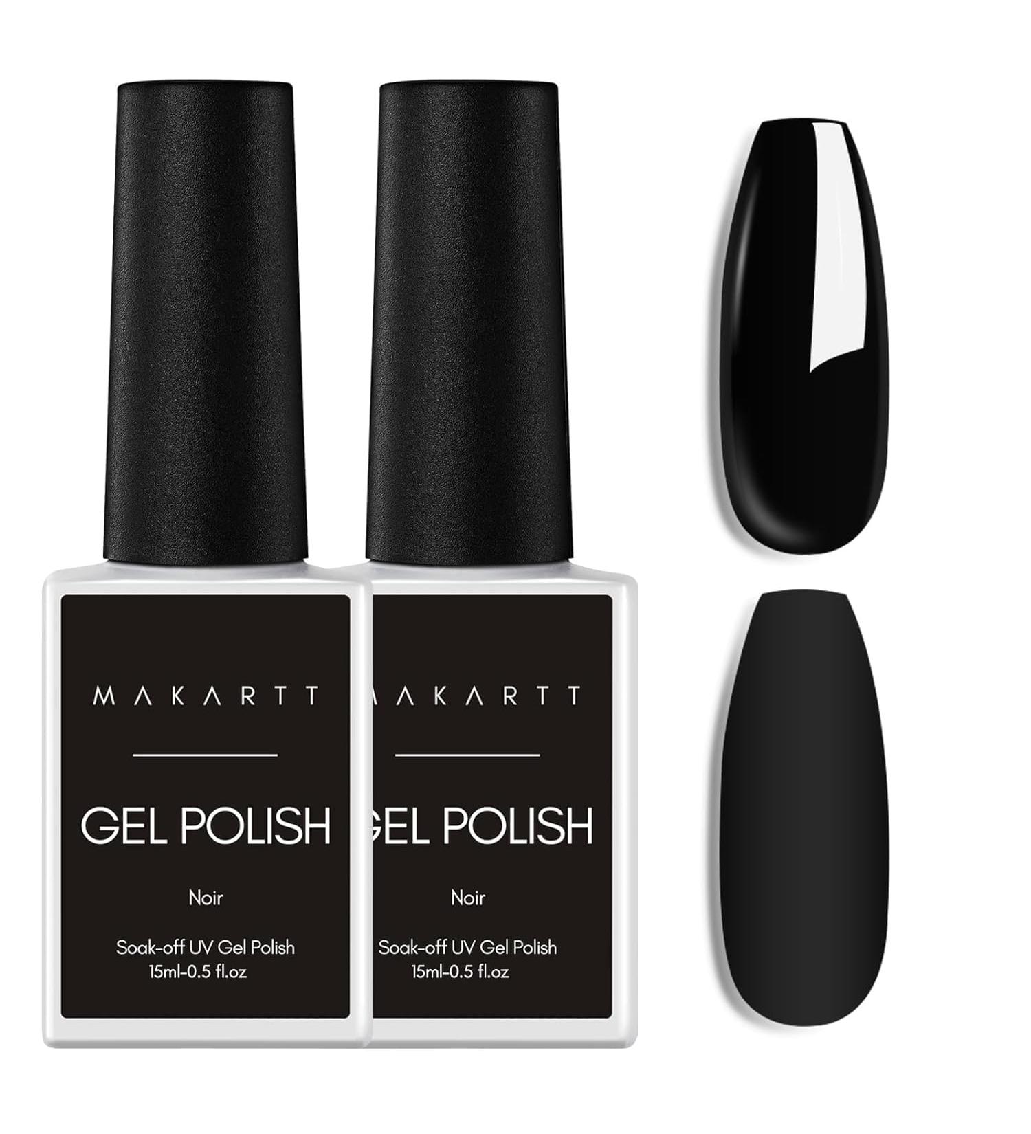 Makartt Black Gel Nail Polish - 2Pcs*15ML Gel Polish Kit Shellac Nail Polish Pure Colors Soak Off UV/LED Gel Nail Polish for Manicure Salon Home DIY Nail Art Design Black(2pcs*15ml) - Buy Online on GoSupps.com