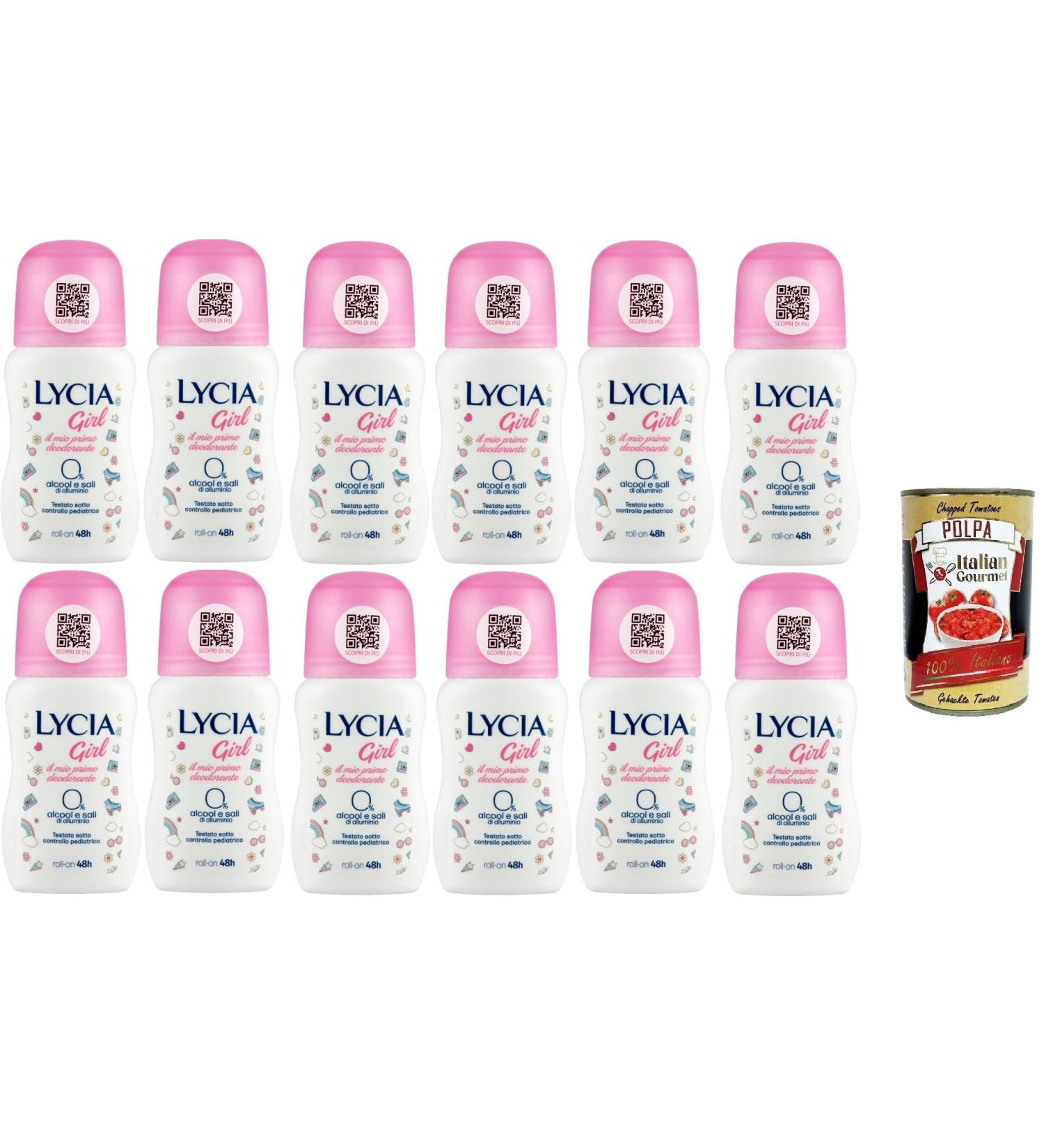  Italian Gourmet E.R. Lycia Girl Roll-on Deodorant 0% Alcohol and Aluminum Salts 12 x 50 ml + Polpa Italian Gourmet 400 g - Buy Online on GoSupps.com