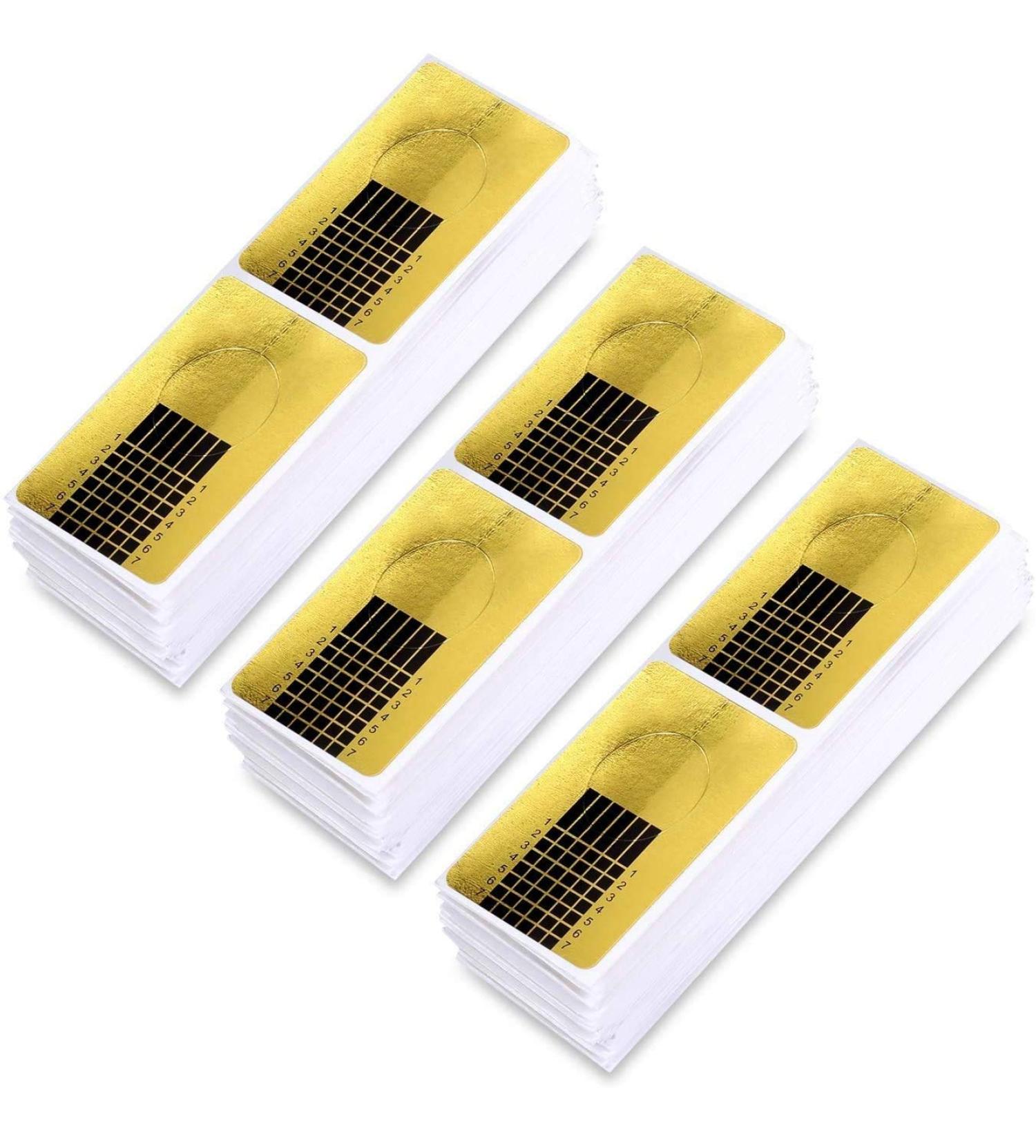300 Self-Adhesive Nail Stencils for Gel Nails - Golden Nail Extension Modeling Templates - International Shipping Available - Buy Online on GoSupps.com