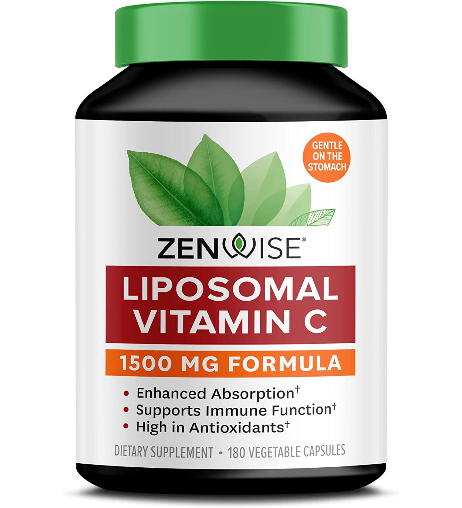 Zenwise Health Liposomal Vitamin C 1000mg - 180 Vegetarian Capsules for Immune Support - Buy Online on GoSupps.com