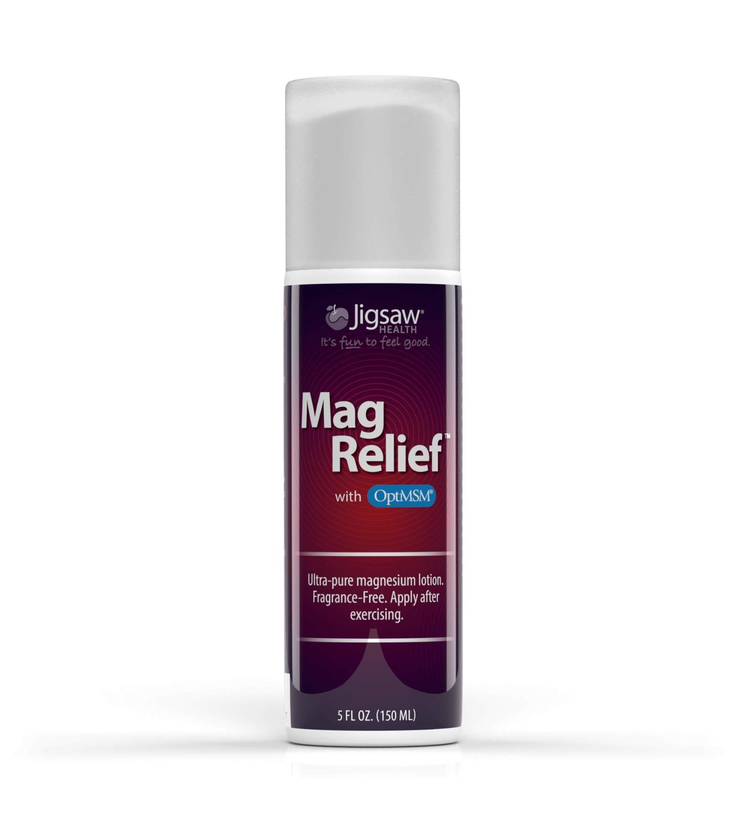 Jigsaw Health MagRelief Magnesium Lotion 5oz - Natural Muscle Relaxation and Pain Relief - Buy Online on GoSupps.com