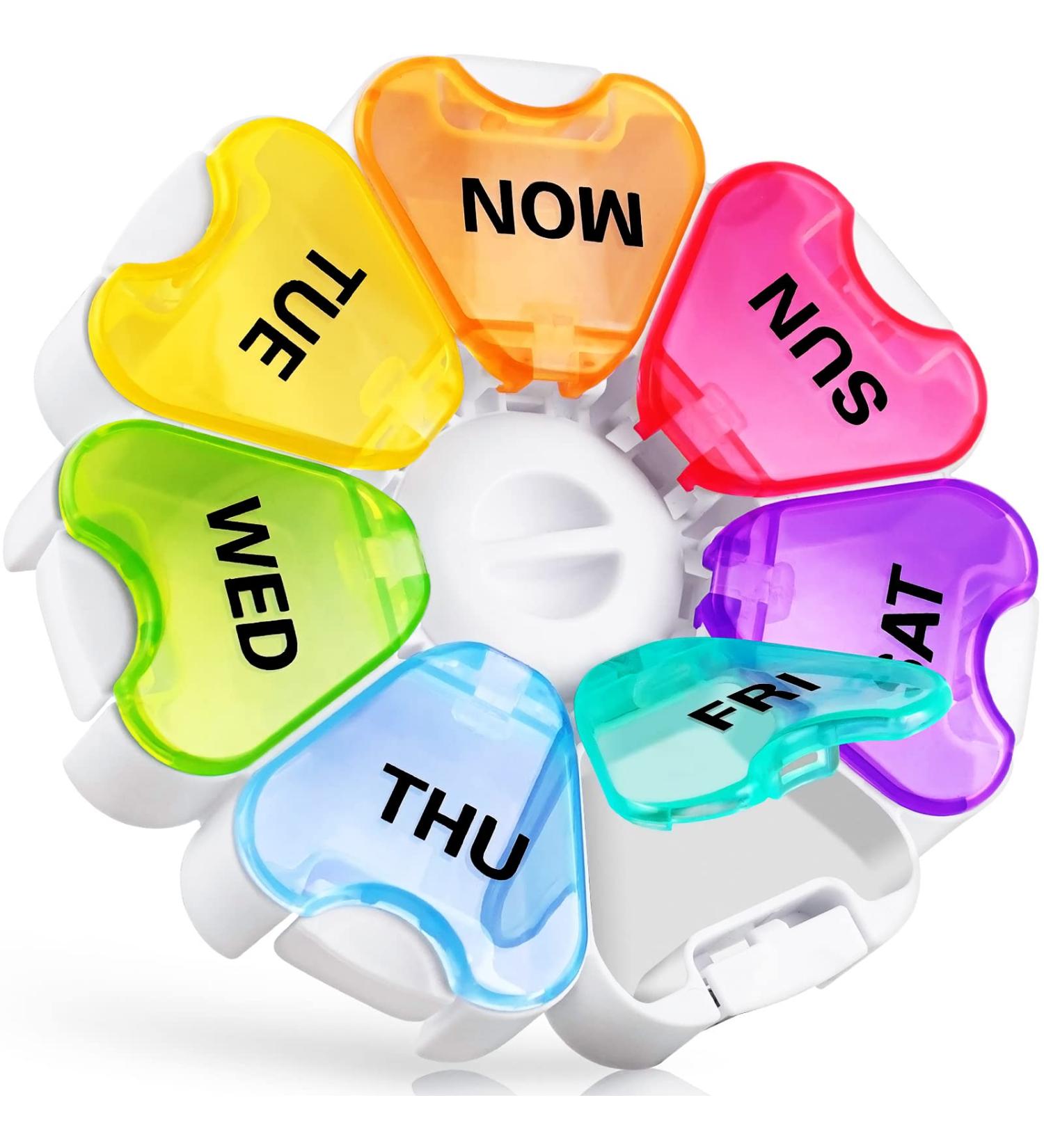 Large Weekly Pill Organizer 2022 - 7 Day Push Open Pill Box for Daily Medication, Vitamins, and Supplements - BPA Free - Buy Online on GoSupps.com