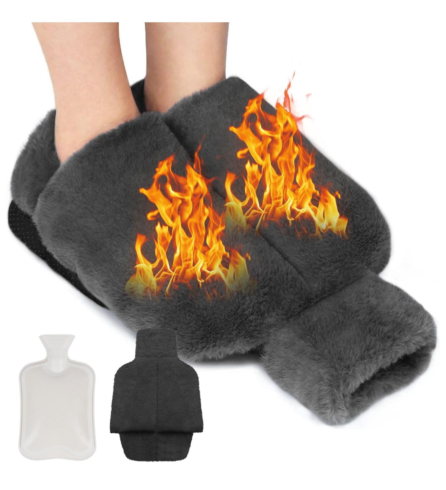 Flintronic 2L Electric-Free Foot Heaters | Soft Flannel Hot Water Bottle | 2-in-1 Heating Pads for Men & Women - Gray (36x30cm) - Buy Online on GoSupps.com