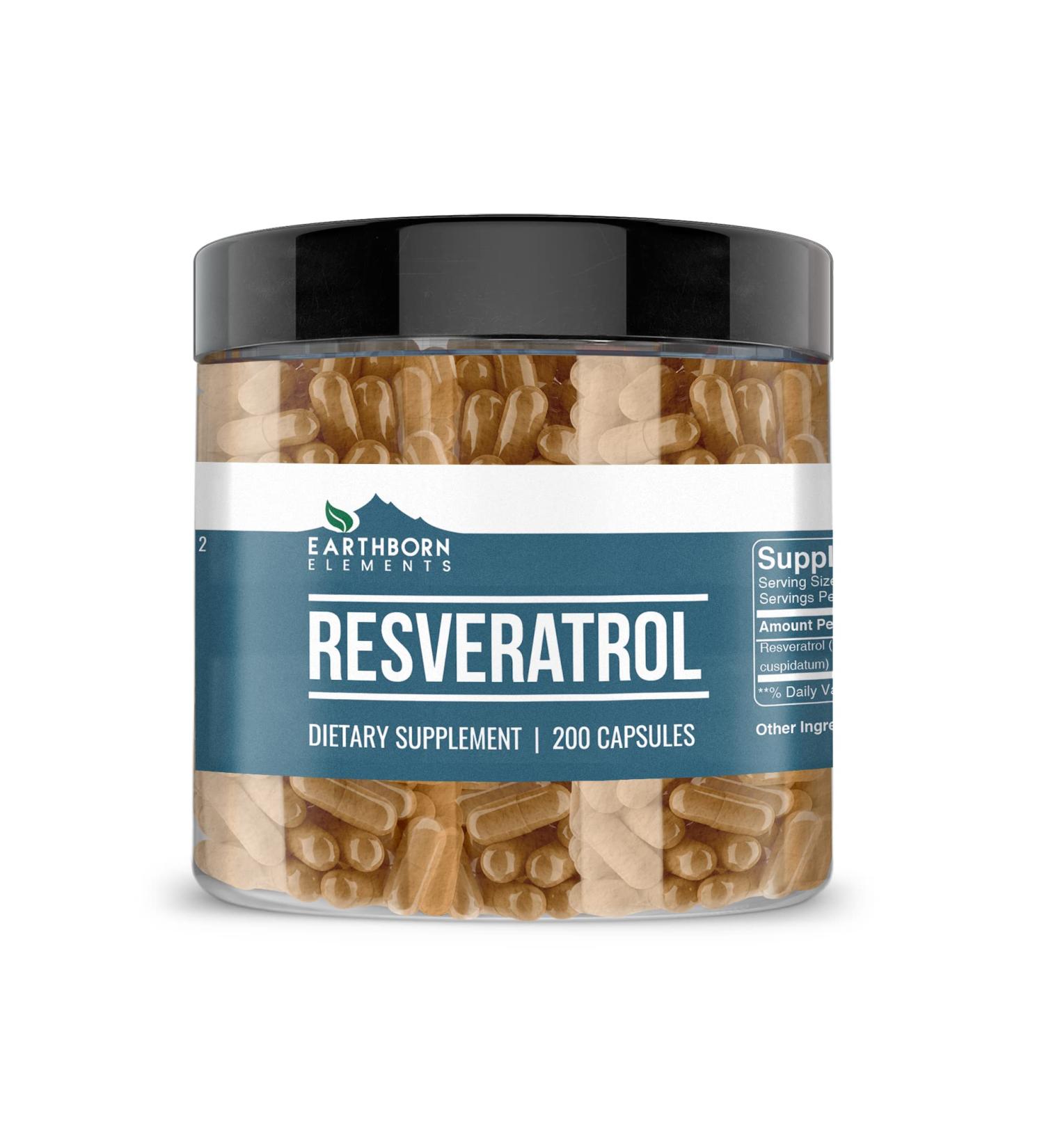 Earthborn Elements Resveratrol 200 Capsules Pure & Undiluted No Additives 200 Count (Pack of 1) - Buy Online on GoSupps.com