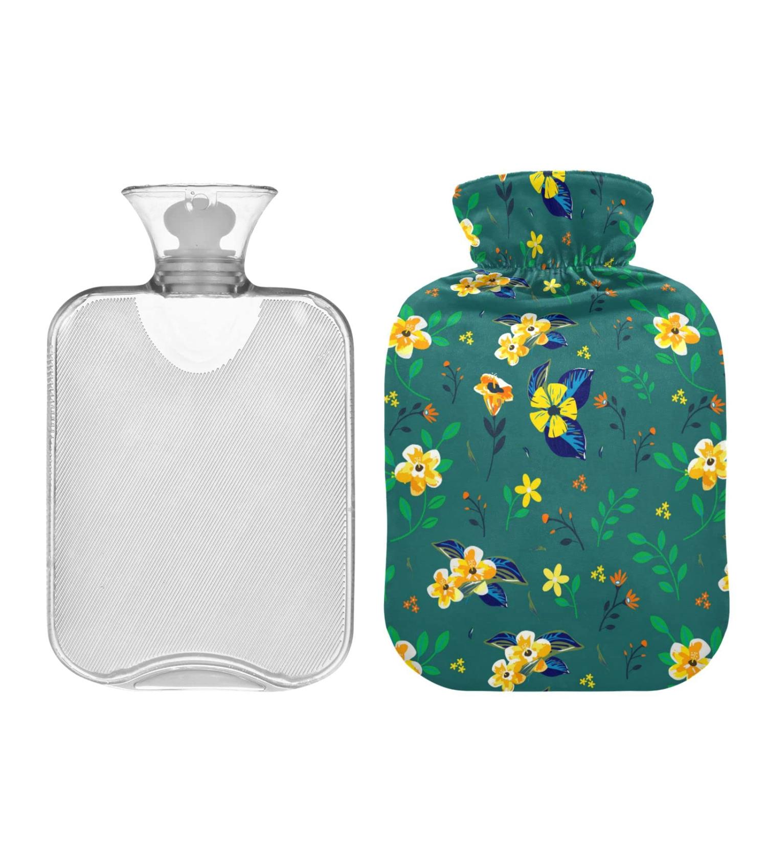 Mnsruu 2L Hot Water Bottle - Yellow Flower Design with Soft Cover | Perfect Gift for Women & Kids | Ideal for Christmas - Buy Online on GoSupps.com