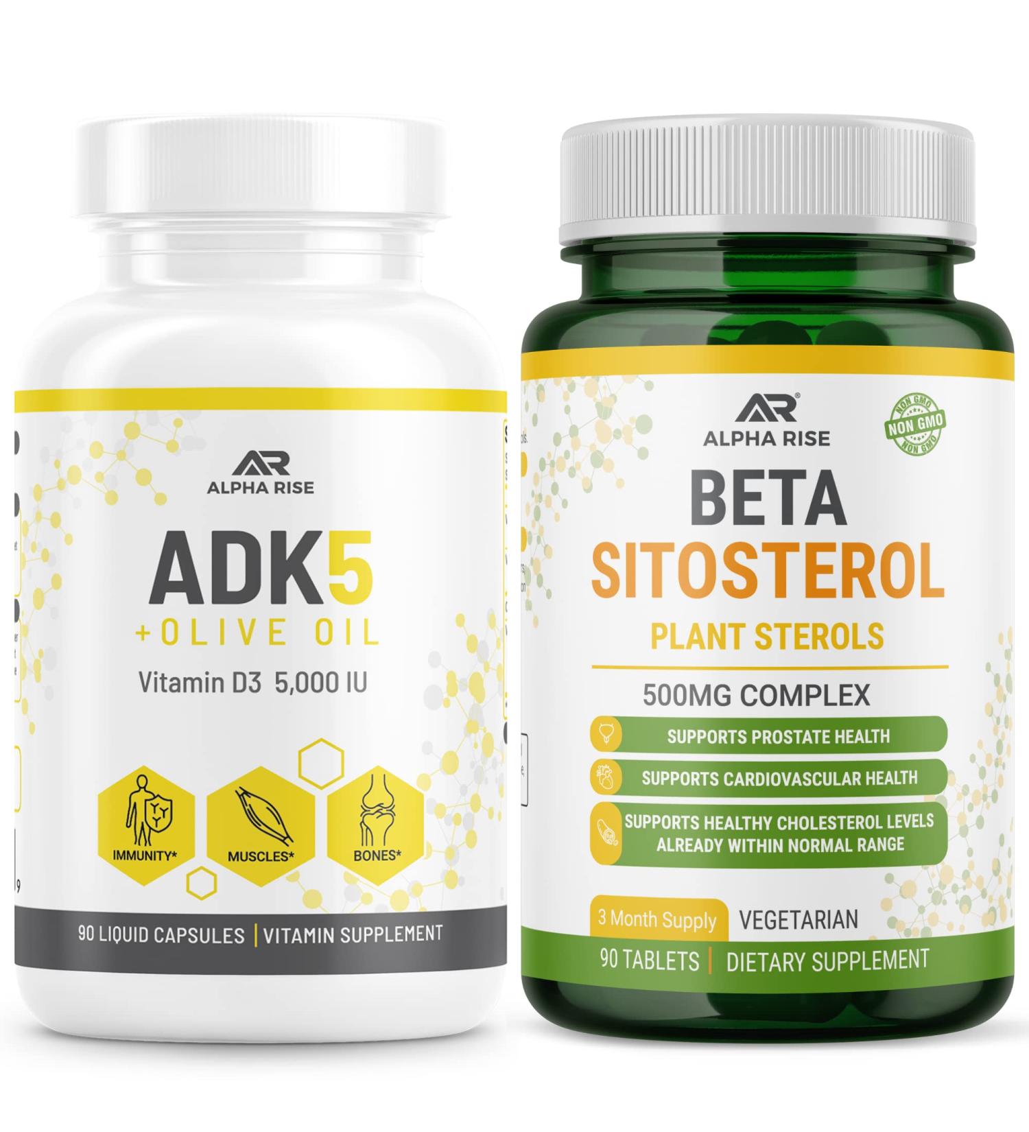 ALPHA RISE ADK 5 Vitamin Supplement + Beta Sitosterol - Natural Plant Sterols - Buy Online on GoSupps.com