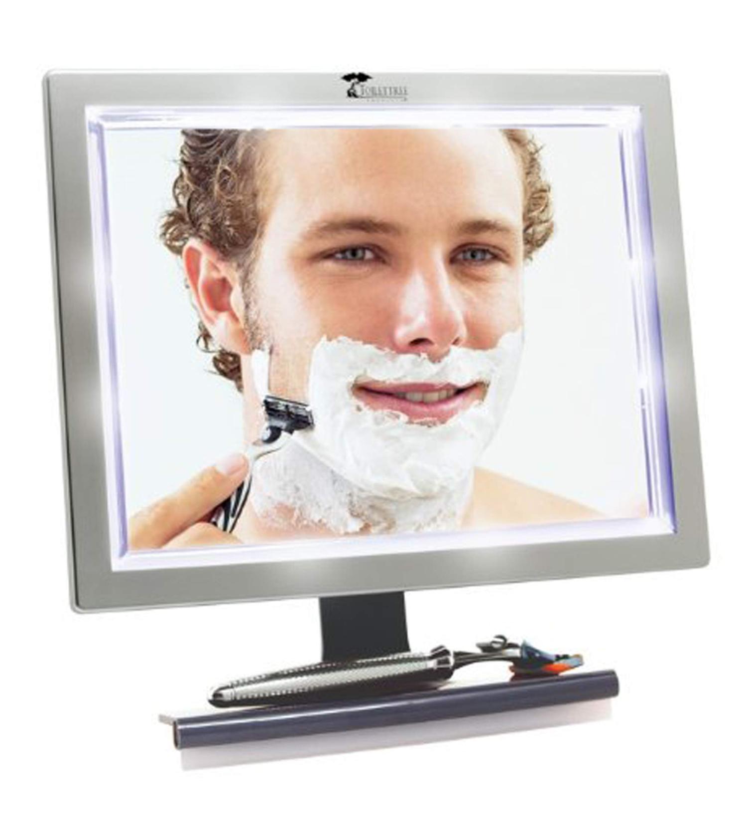 Deluxe LED Fogless Shower Mirror with Squeegee - Shower Mirror by ToiletTree Products - Buy Online on GoSupps.com