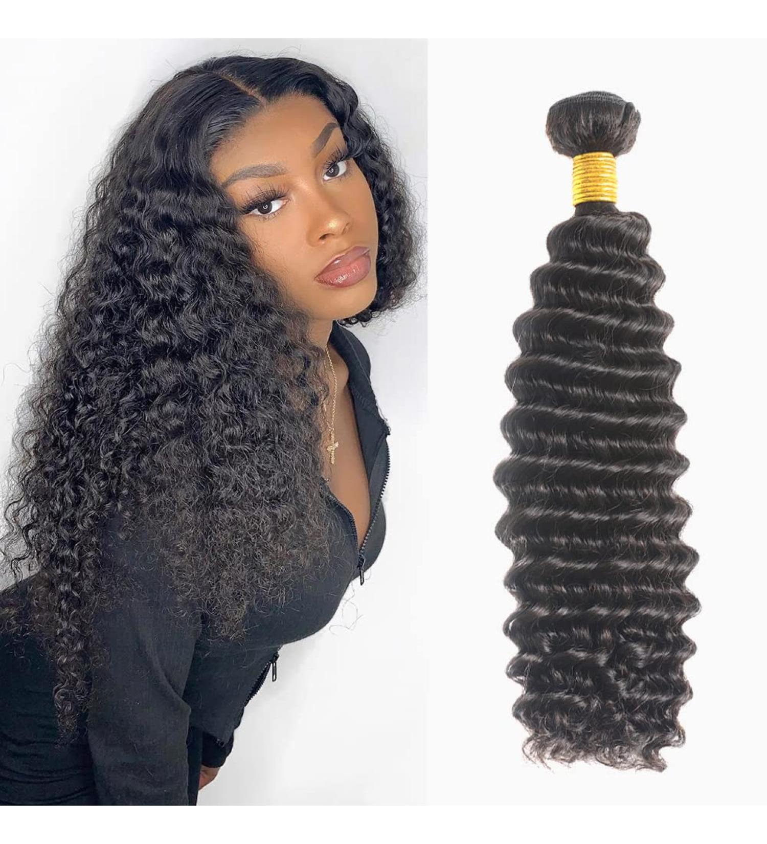 26 inch Brazilian Virgin Deep Wave Human Hair Bundle - 100% Unprocessed Natural Black Color - Double Weft for Black Women - Buy Online on GoSupps.com