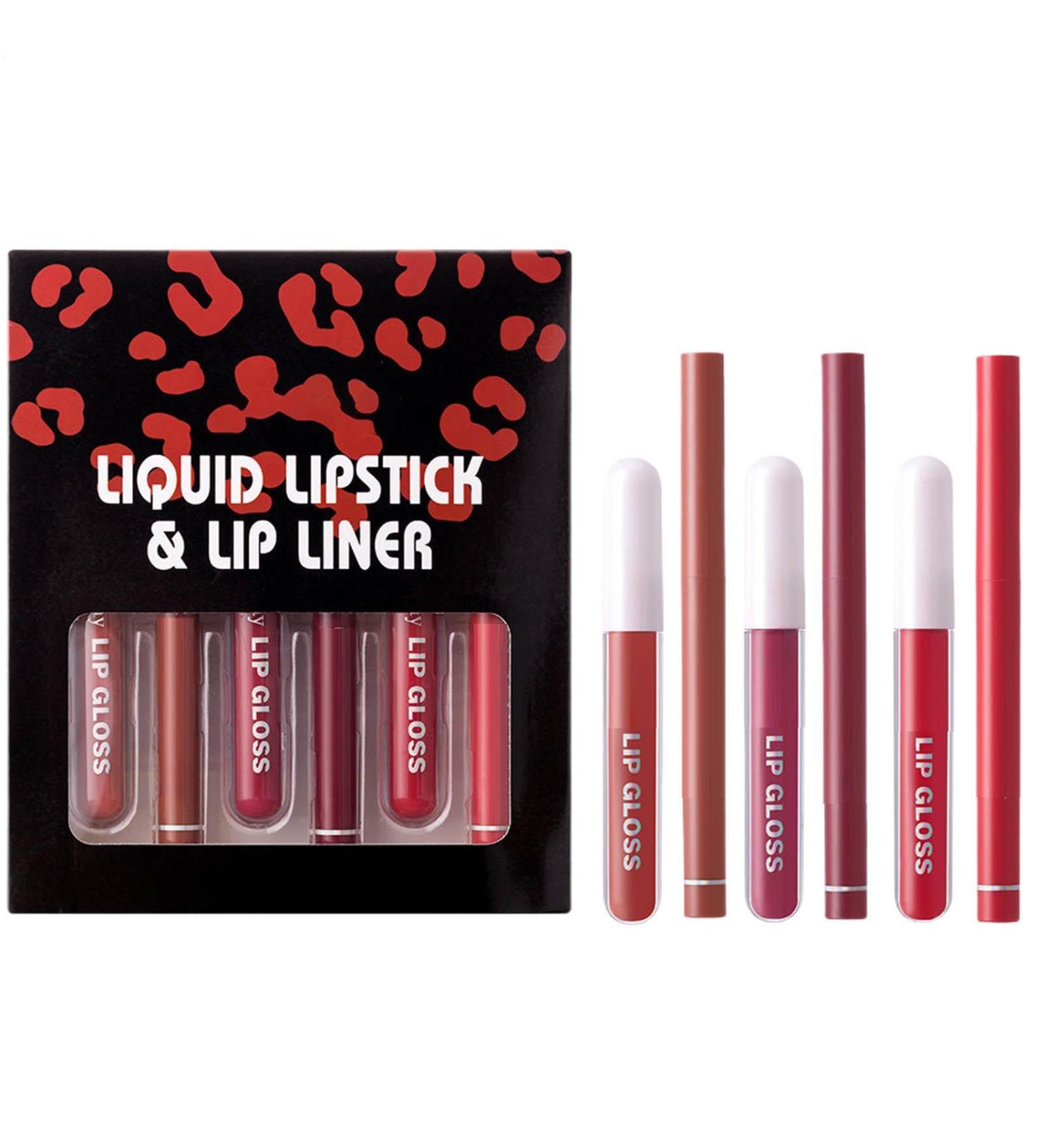  Fravsiu Waterproof Lip Liner Lip Gloss Lipstick Lipliner Pencil Set Moisturizing Lipstick Set Moisturizing Lip Glaze Waterproof Lip Liner Pencil and Lip Gloss Set for Long-Lasting Wear - Buy Online on GoSupps.com