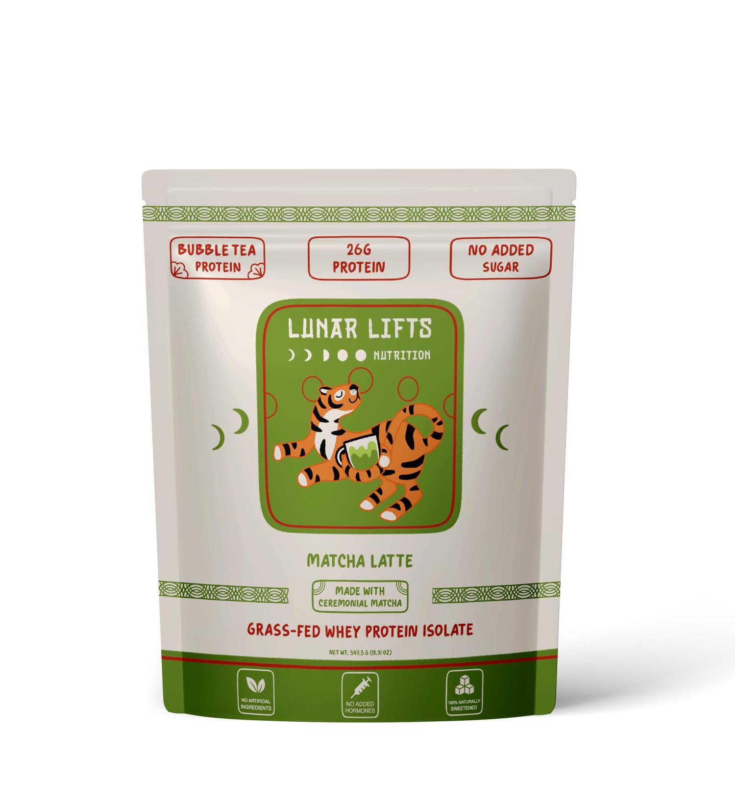Lunar Lifts Nutrition Matcha Latte - Boba Tea Protein Powder | 26g Whey Protein Isolate Matcha Powder | Ceremonial-Grade Matcha Bubble Tea Protein Powder | No Added Sugar & Artificial Ingredients - Buy Online on GoSupps.com