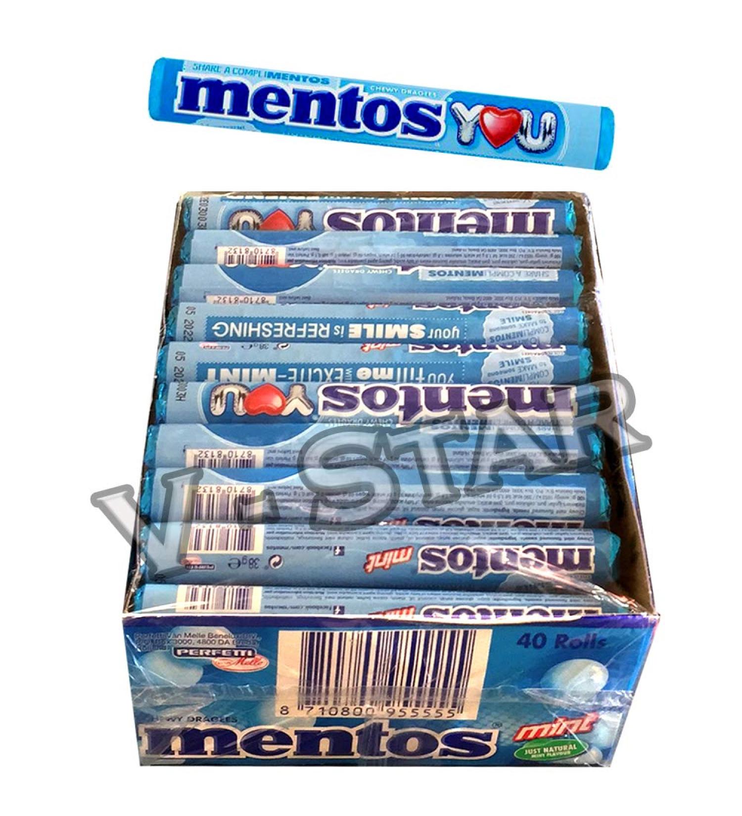New MENTOS Rolls Chewy Dragees Sweets Candy Assorted Flavours Full Box (Mentos Mints Tube 40 x 38g) - Buy Online on GoSupps.com
