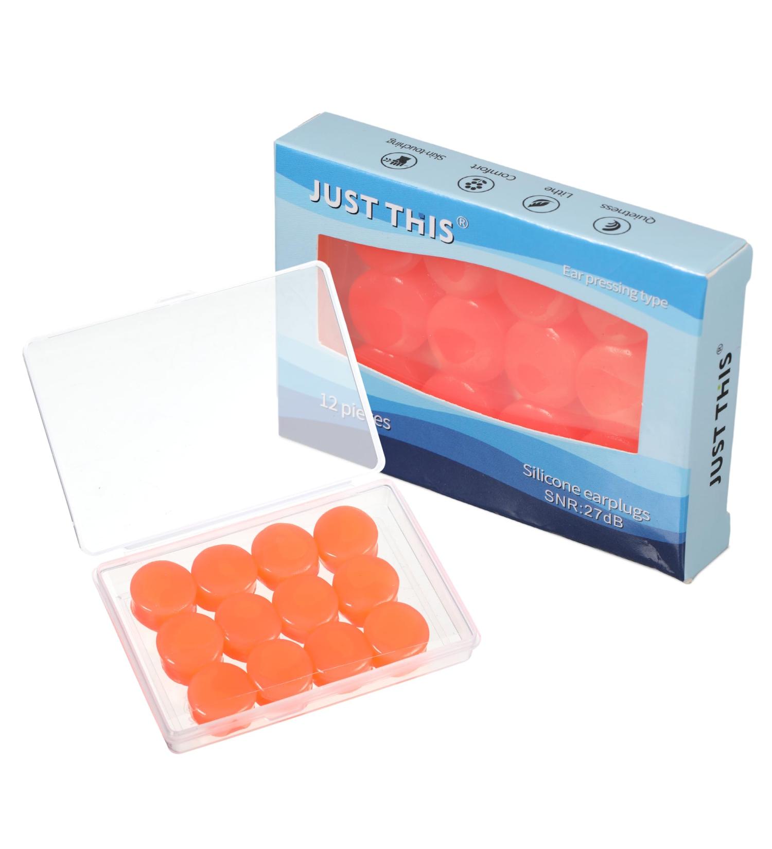Silicone Earplugs - 6 Pairs Reusable Soft Earplugs for Sleeping Swimming & Noise Suppression | Comfortable Hearing Protection Orange - Buy Online on GoSupps.com