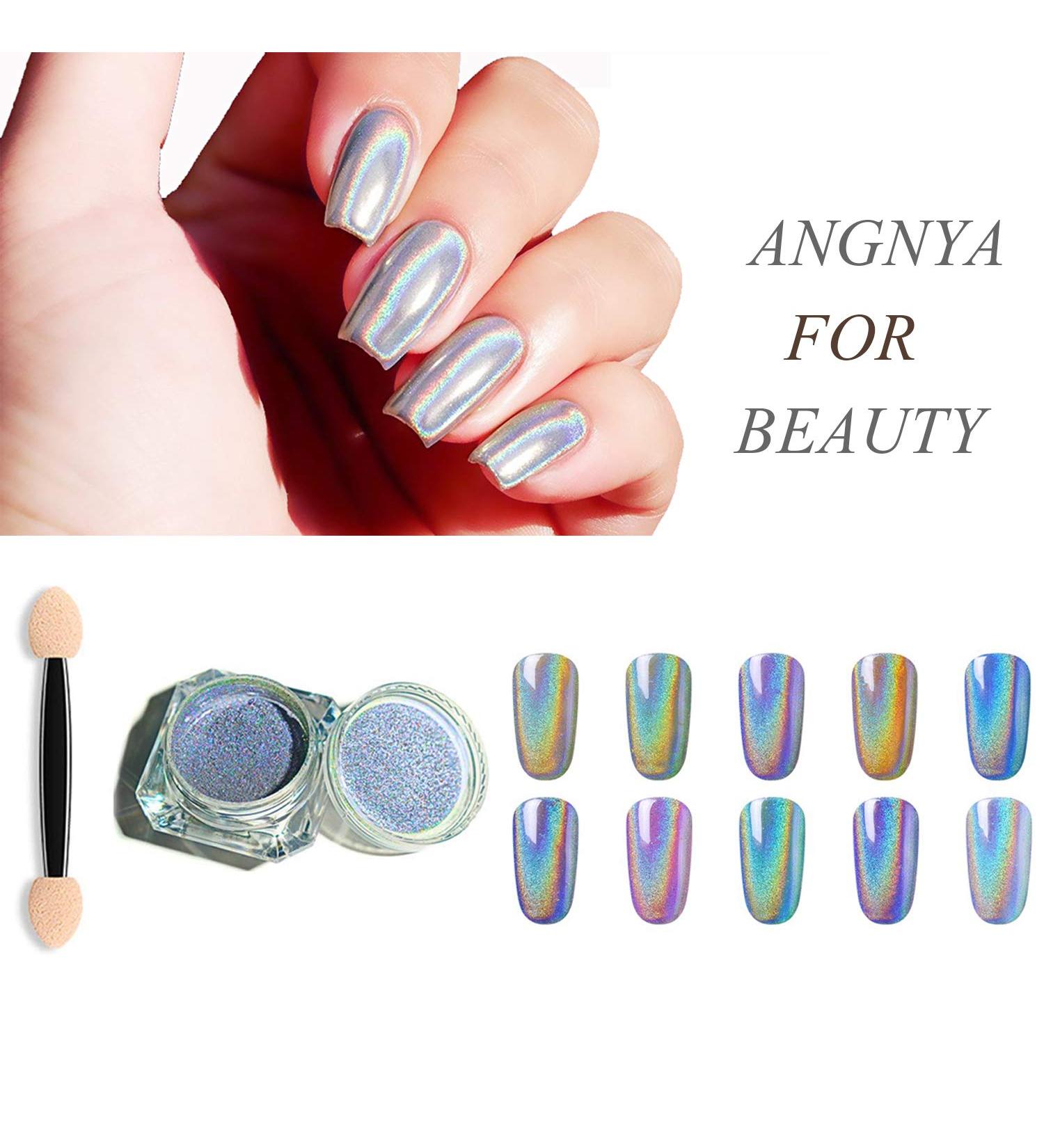 Holographic Nail Powder - Laser Glitter Rainbow Chrome - Smooth Manicure Pigment - 1g Box with Sponge Kit - Colorful01 - International Shipping - Buy Online on GoSupps.com