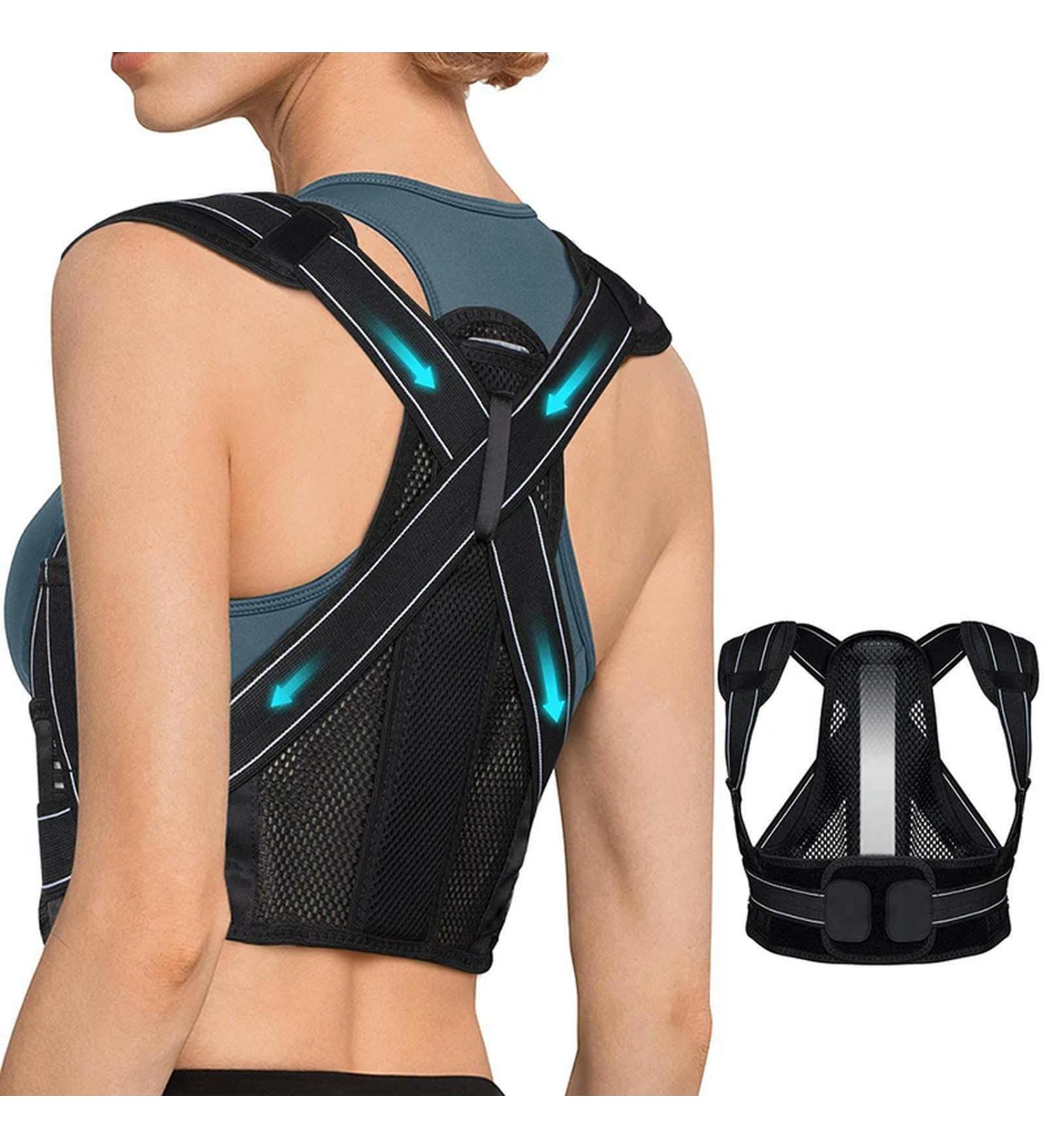 Unisex Adjustable Back Brace for Posture Improve Hunchback Pain Relief for Back Shoulders Neck Steel Plate M - Buy Online on GoSupps.com