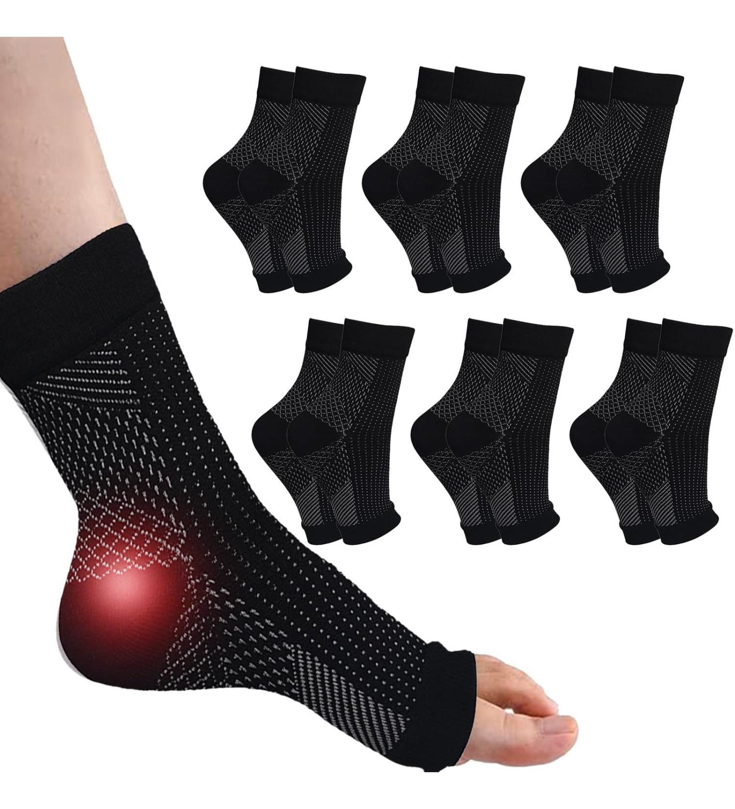INBOLM Neuropathy Socks 6 Pairs Neuro Socks for Men and Women Plantar Fasciitis Socks Neurosocks Connecy Socks Dr Neuropathy Pain Relief for Feet Breathable Non-Slip Soothe Socks for Pain Relief Black S-M - Buy Online on GoSupps.com