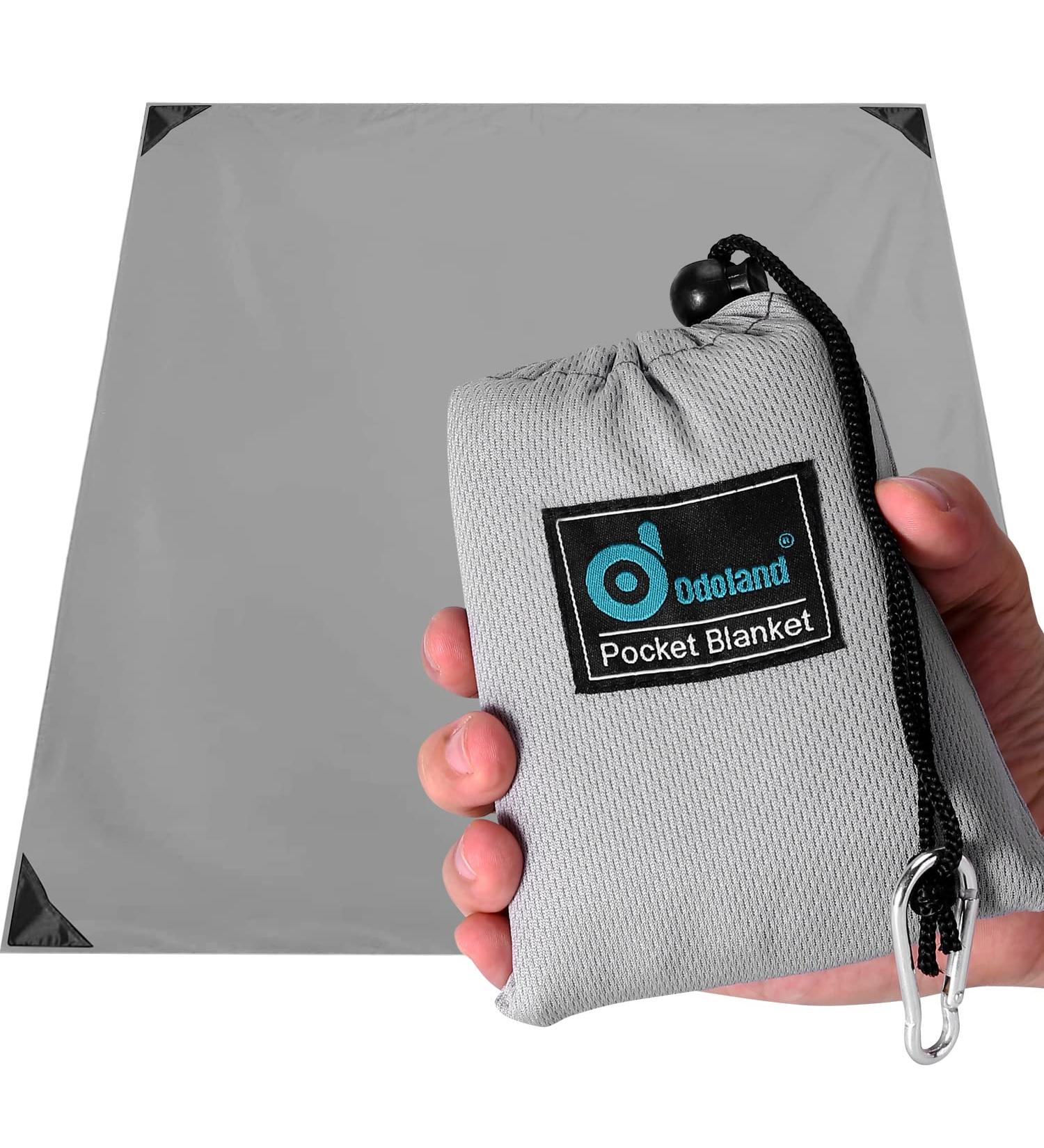 Odoland Beach Blanket: SandProof Waterproof Outdoor Pocket Blanket - Portable, Foldable, Lightweight, Quick Drying Mat for Hiking, Camping, Picnics - Gray 27.5 x 43.3 - Buy Online on GoSupps.com