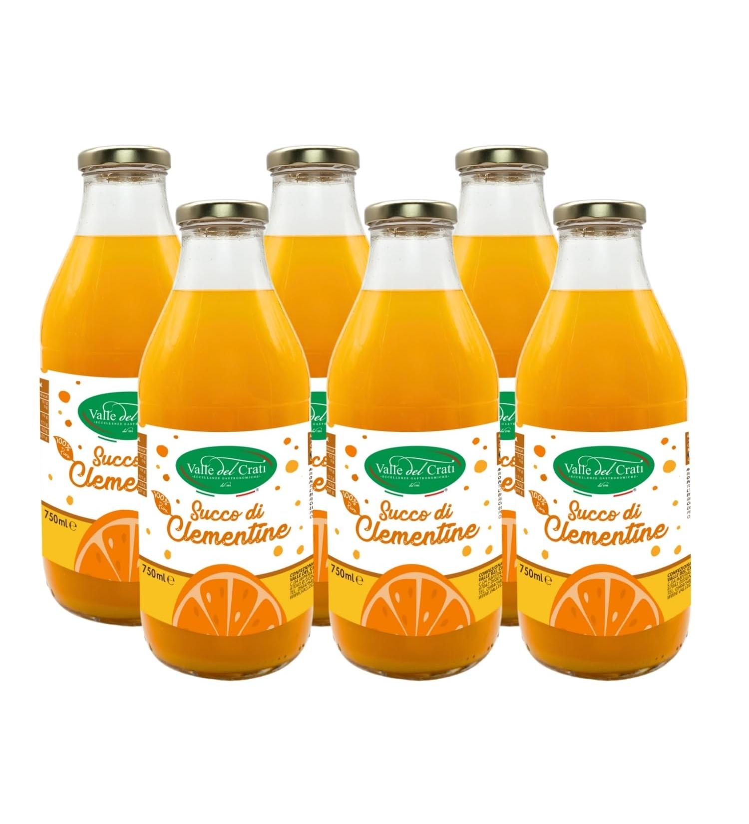 Valle del Crati Clementine Juice 100% Pure No Added Sugars and No Colourings or Preservatives Delicious and Refreshing Juice 6 bottles of 720ml - Buy Online on GoSupps.com