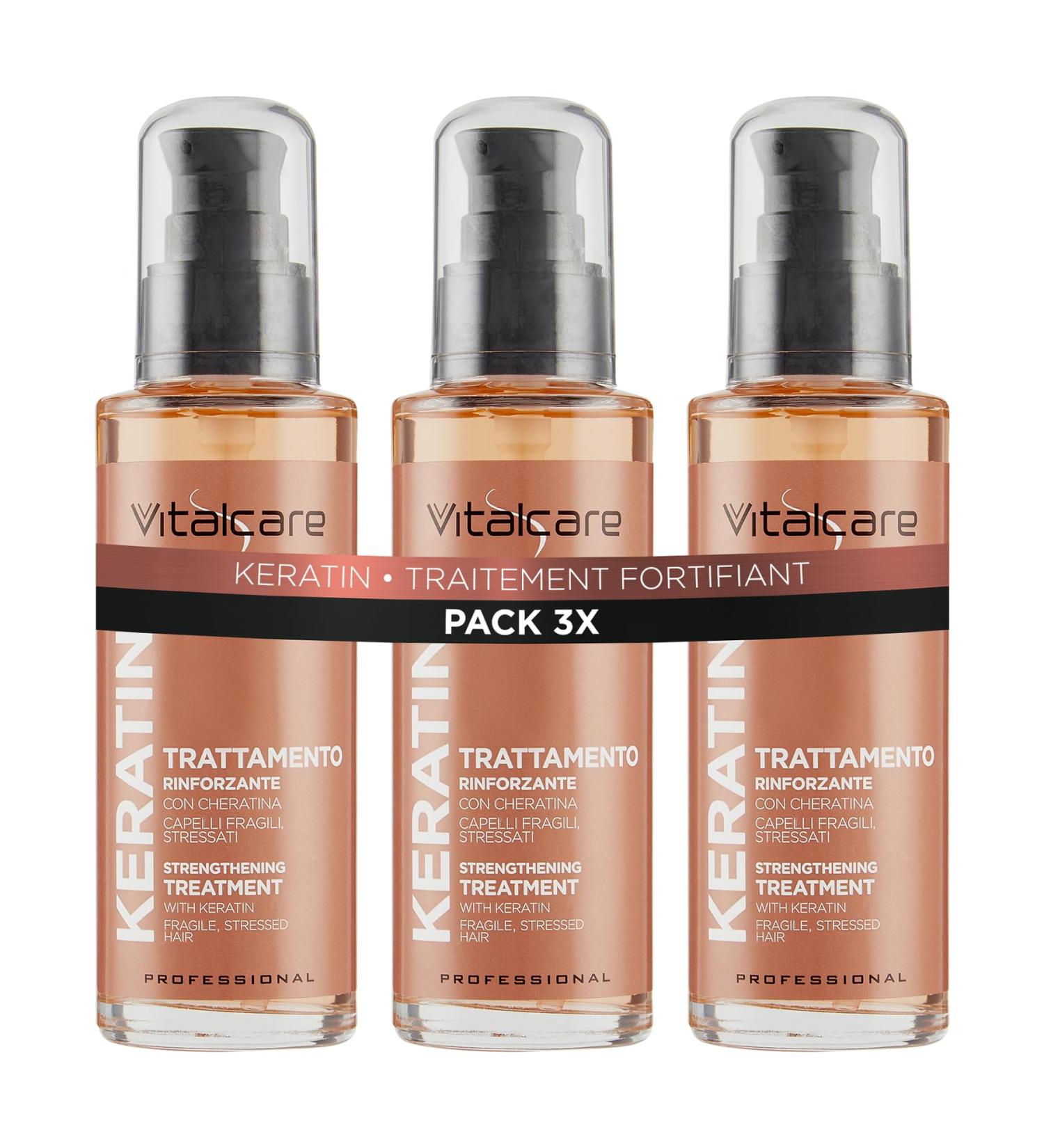 Vitalcare Vitalcare | Keratin - Treatment to strengthen brittle hair and help rebuild the hair fiber 3 x 100 ml