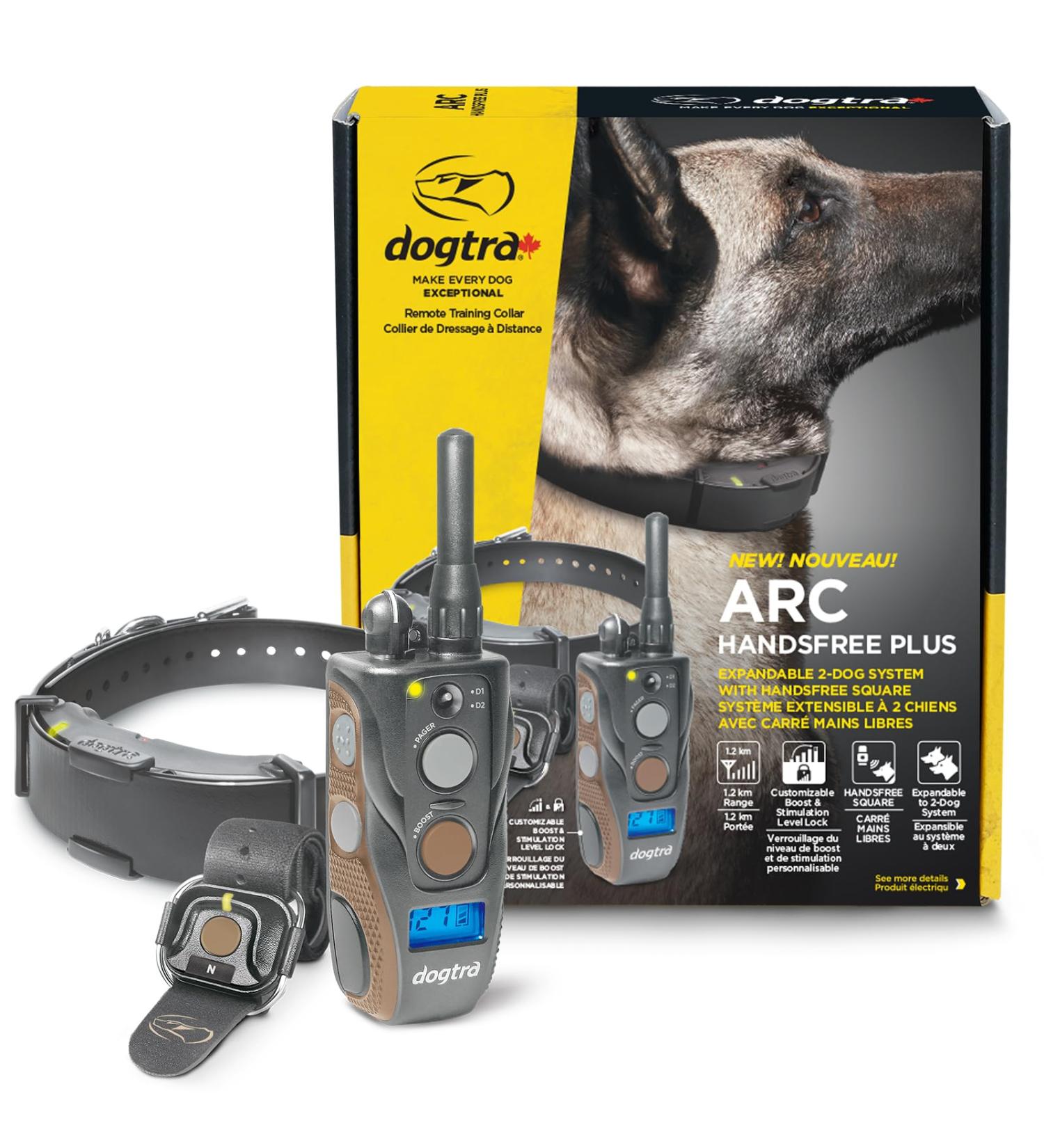 Dogtra Canada ARC HANDSFREE Plus Boost and Lock Remote Dog Training E-Collar HANDSFREE Square Waterproof 1.2KM Range 1 Dog Expandable System Medium Large Dogs with CA Warranty ARC Handsfree Plus B&L - Canada Warranty - Buy Online on GoSupps.com