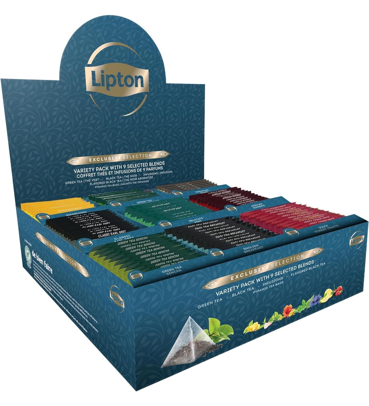 Lipton Exclusive Collection Tea and Infusion Set 9 Different Tastes Vitality Rainforest Alliance Certified 108 Pyramid - Buy Online on GoSupps.com