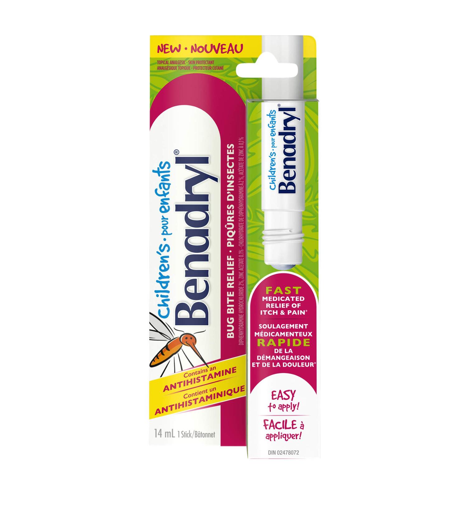 Children's Benadryl Itch and Pain Relief Stick for Bug Bites & Skin Irritations Antihistamine 14 mL - Buy Online on GoSupps.com