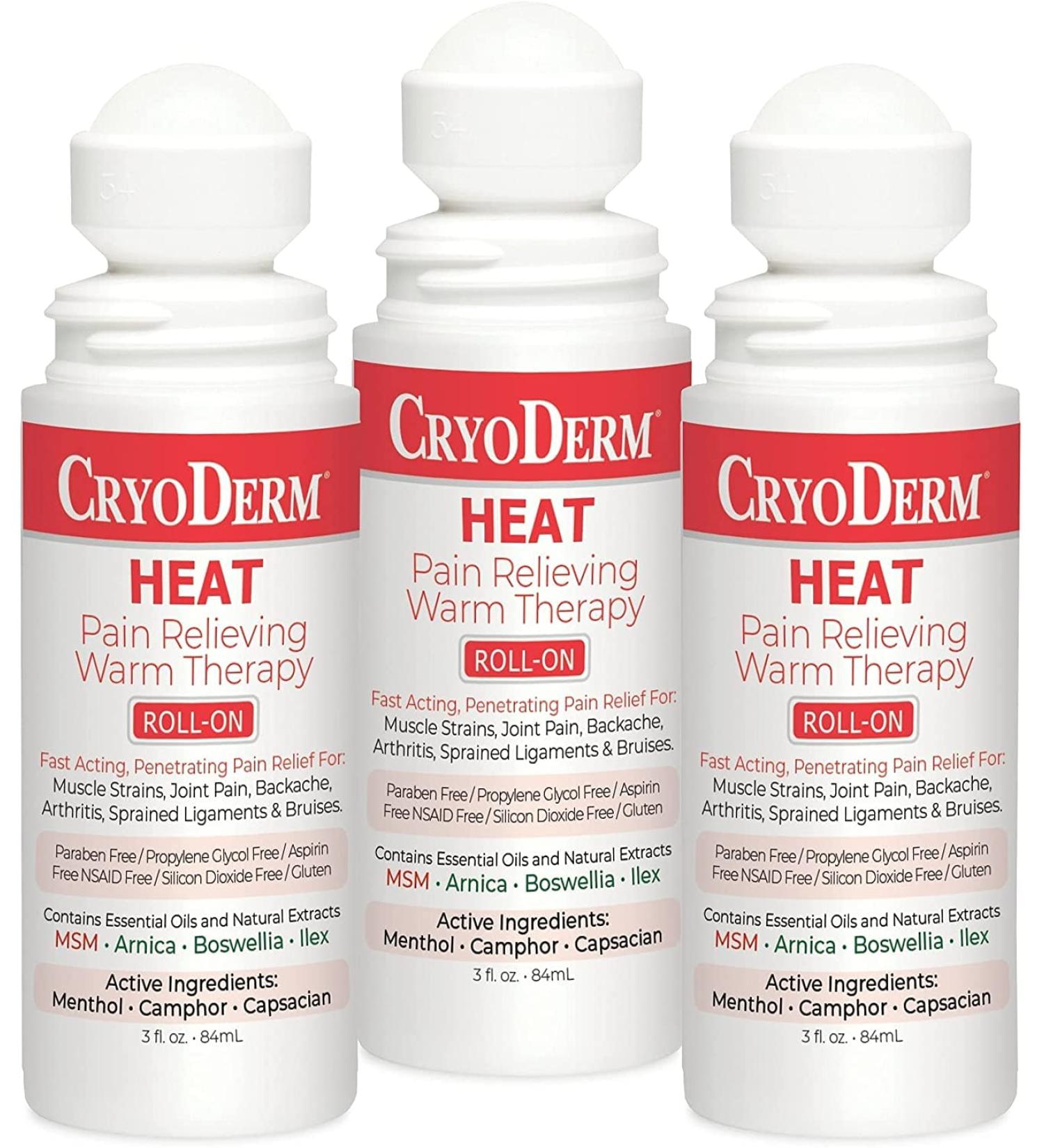 3-Pack CryoDerm Heat Roll-Ons - Fast-Acting Pain Relief - Buy Online on GoSupps.com