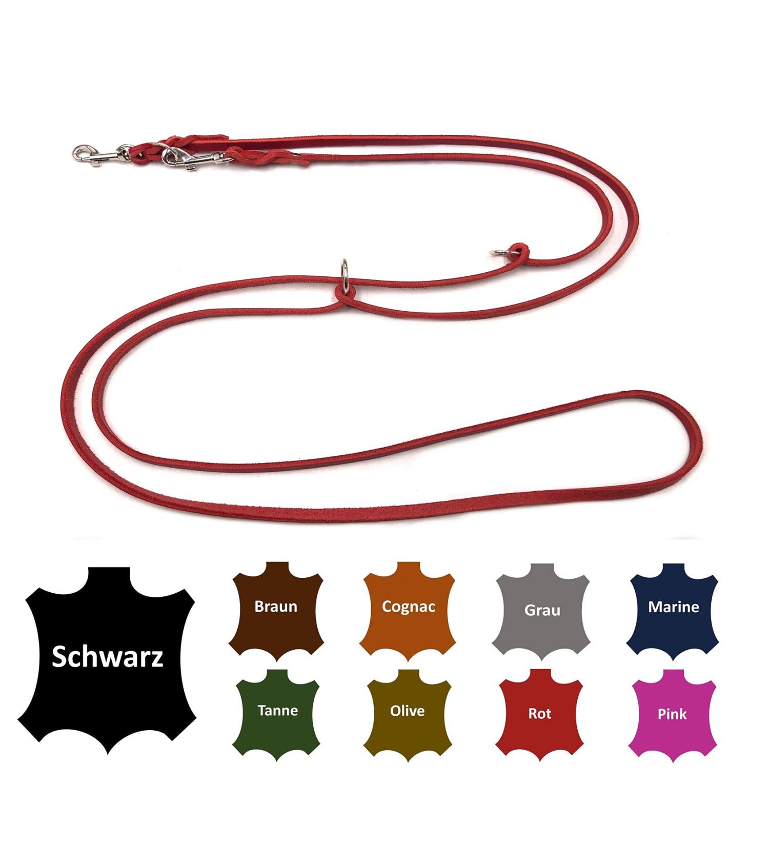 Premium Adjustable Fat Leather Dog Leash for Small & Large Dogs - 5m Double Leash (8mm Red) - Durable & Stylish - Buy Online on GoSupps.com