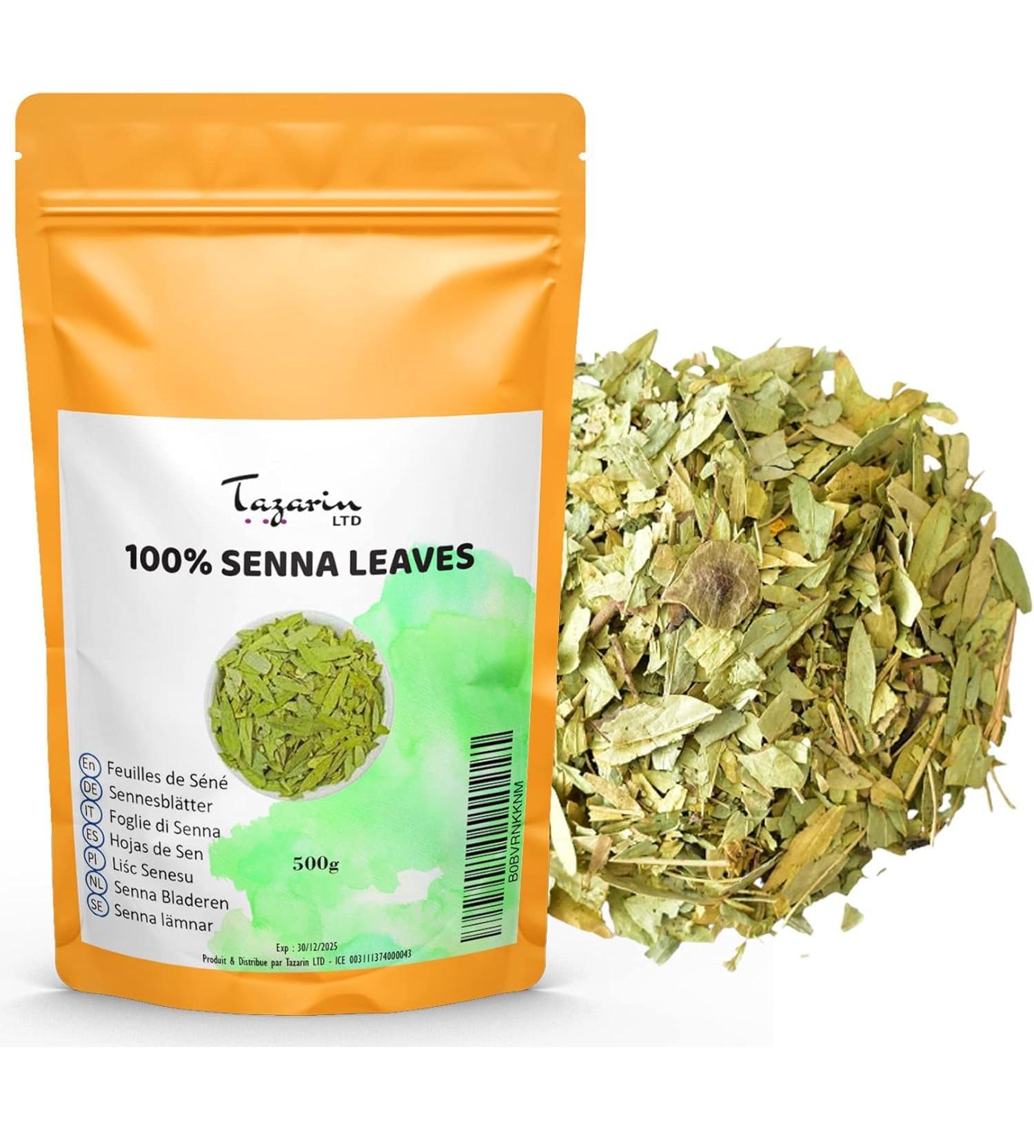  Tazarin LTD 500g Whole Senna Leaves - Powerful Purgative Natural Laxative - Promotes Intestinal Transit and Colon Cleansing - Detox Herbal Tea - Tazarin Ltd - Buy Online on GoSupps.com
