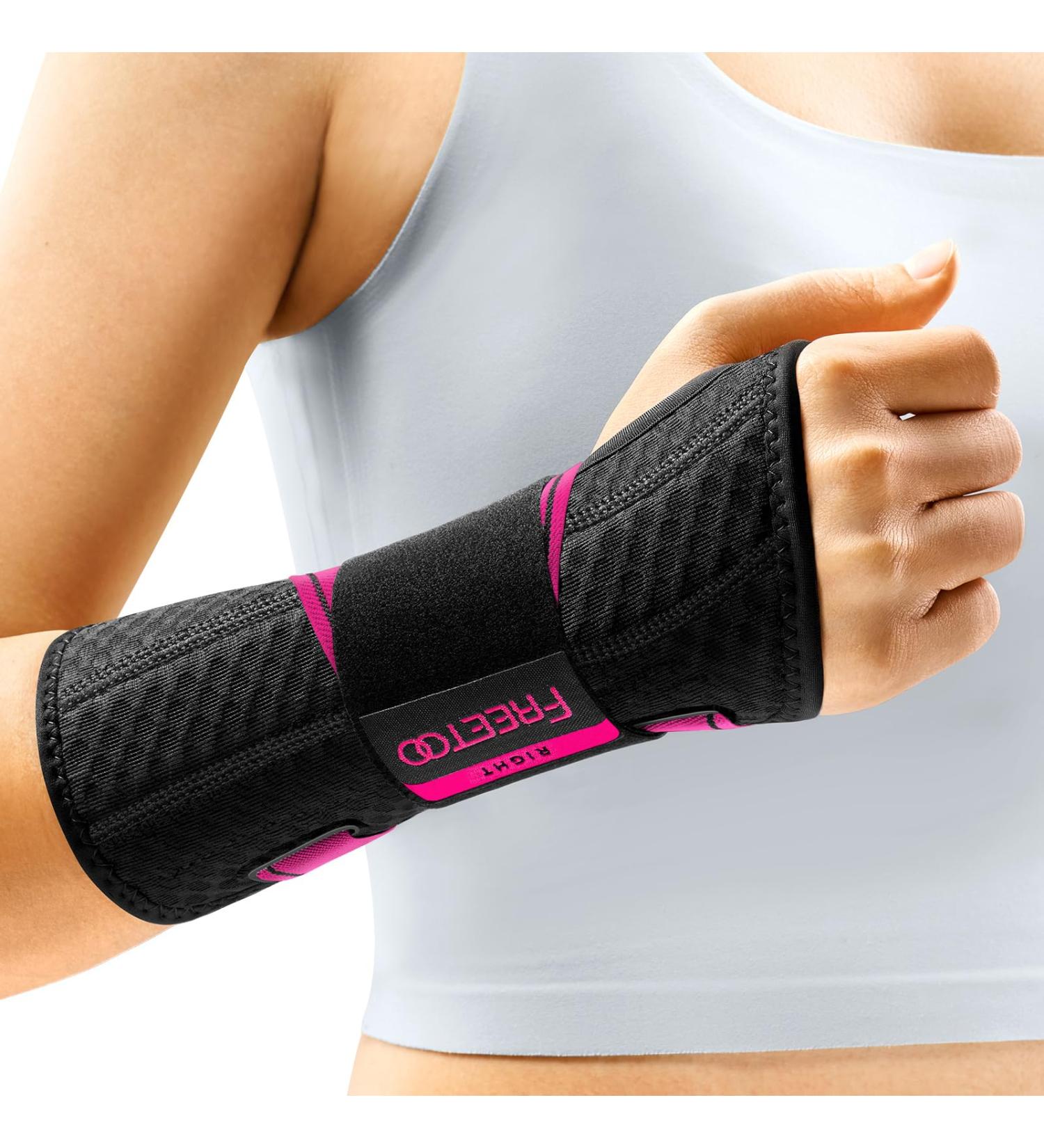 Freetoo Bionic Carpal Tunnel Wristwear - Lightweight Right Hand Support Bandage for RSI & Tendon Inflammation L/XL Cherry Red - Perfect Extended Splint for Men & Women - Buy Online on GoSupps.com