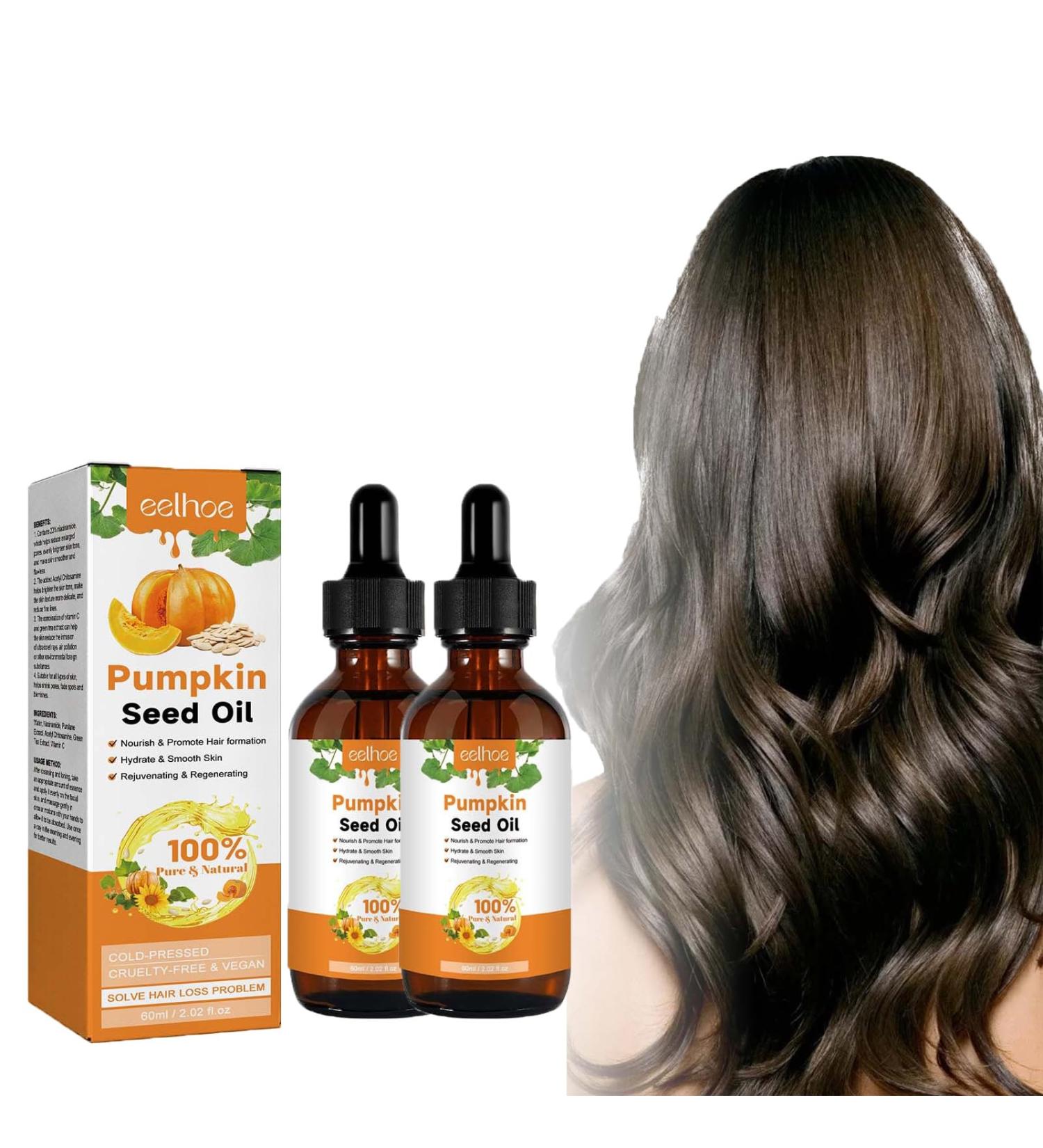 Pumpkin Seed Oil for Hair Growth & Care - 60ml (2PC) | Essential for Hair Loss Eyelash Beard & Nail Growth | Scalp & Body Massage Oil - Buy Online on GoSupps.com