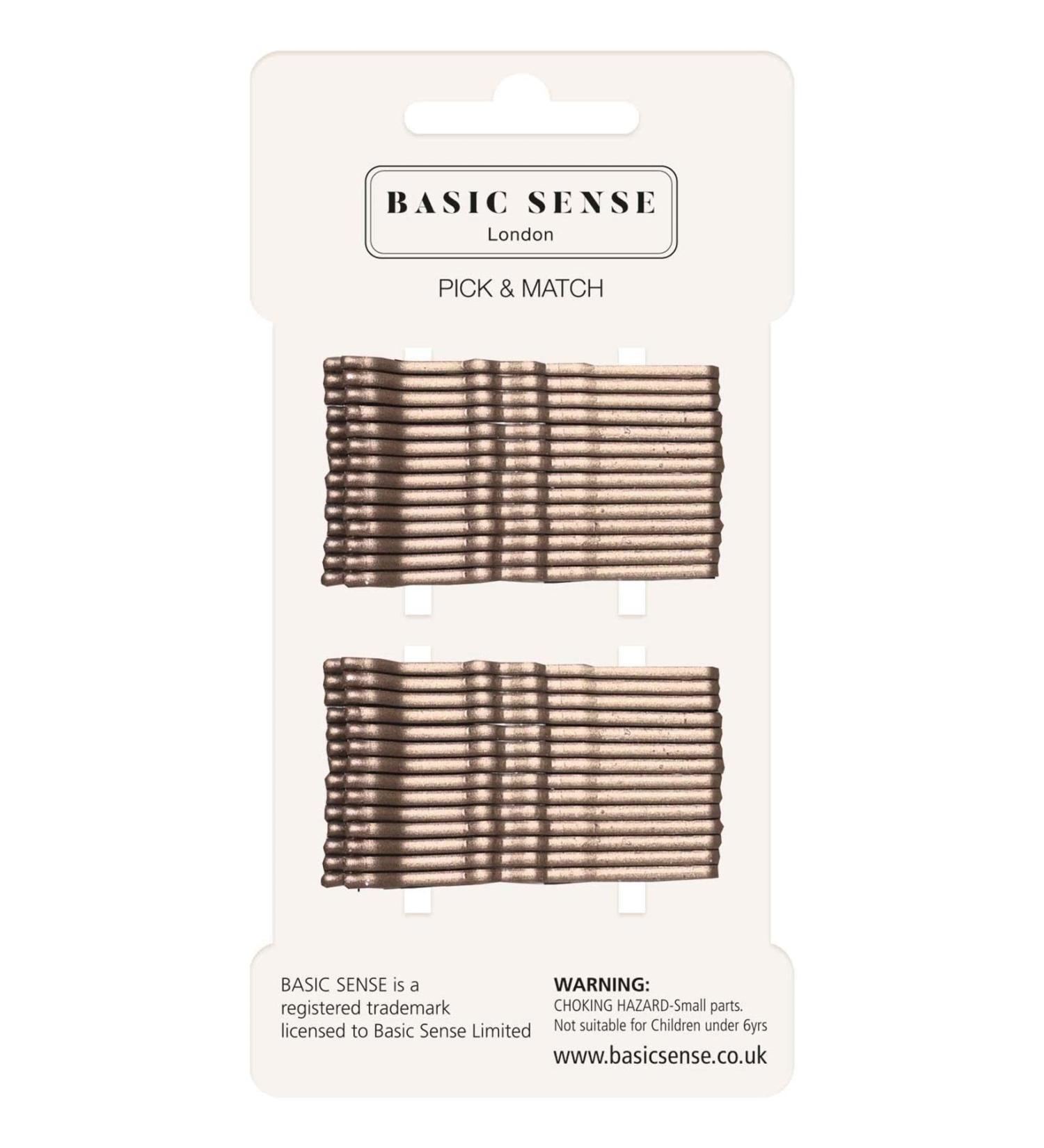BasicSense 30 Pcs Small Traditional Wavy Metal Bobby Pins 5mm - Brown - Buy Online on GoSupps.com