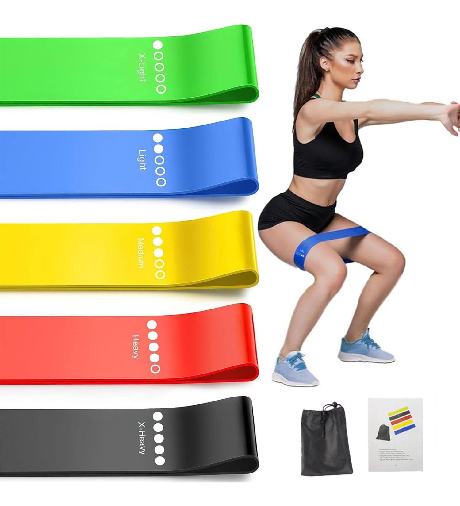 Exercise Bands Resistance Bands for Exercise Set of 5 Elastic Workout Bands for Exercise Training Stretch Training Fitness Pilates Physical Therapy Rehab Yoga with Resistance Bands Carrying Bag - Buy Online on GoSupps.com