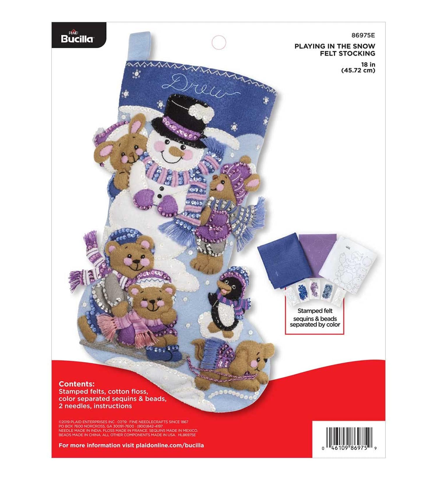 Bucilla 86975E Playing in the Snow Felt Applique Kit - DIY Holiday Craft Set - Buy Online on GoSupps.com