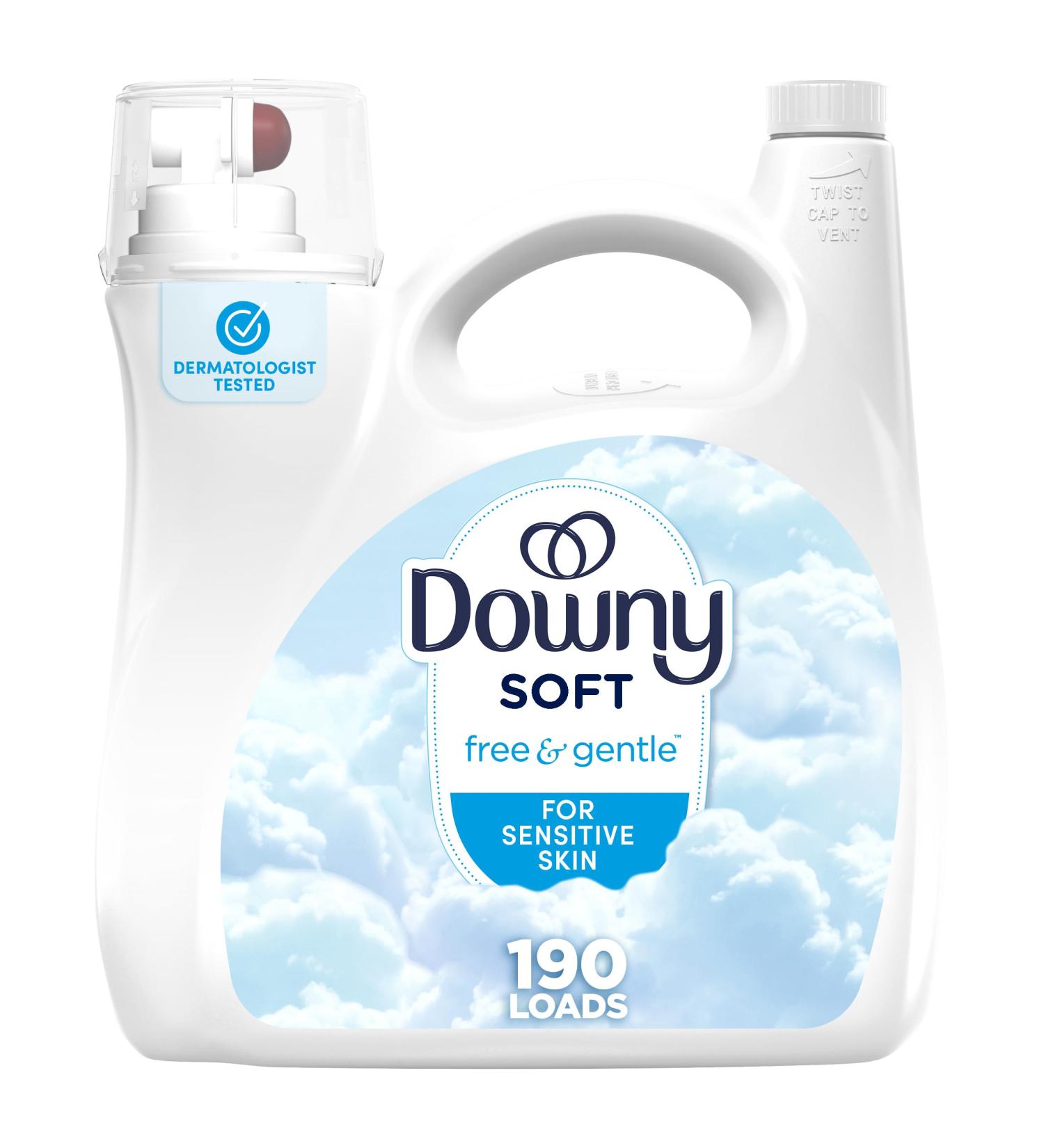 Downy Free & Gentle Fabric Softener - 140 fl oz Hypoallergenic & Unscented 190 Loads - Gentle Care for Sensitive Skin - Buy Online on GoSupps.com
