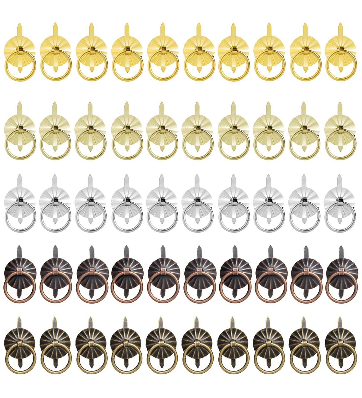 50 Metal Brad Fasteners with Pull Rings - DIY Crafts Decoration Accessories - 5 Colors - Buy Online on GoSupps.com
