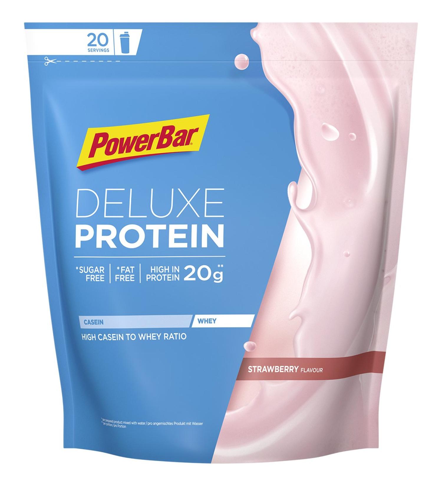 Powerbar DELUXE Protein Strawberry 500g | High Protein Whey Powder | Sugar-Free & Fat-Free | International Shipping Available - Buy Online on GoSupps.com