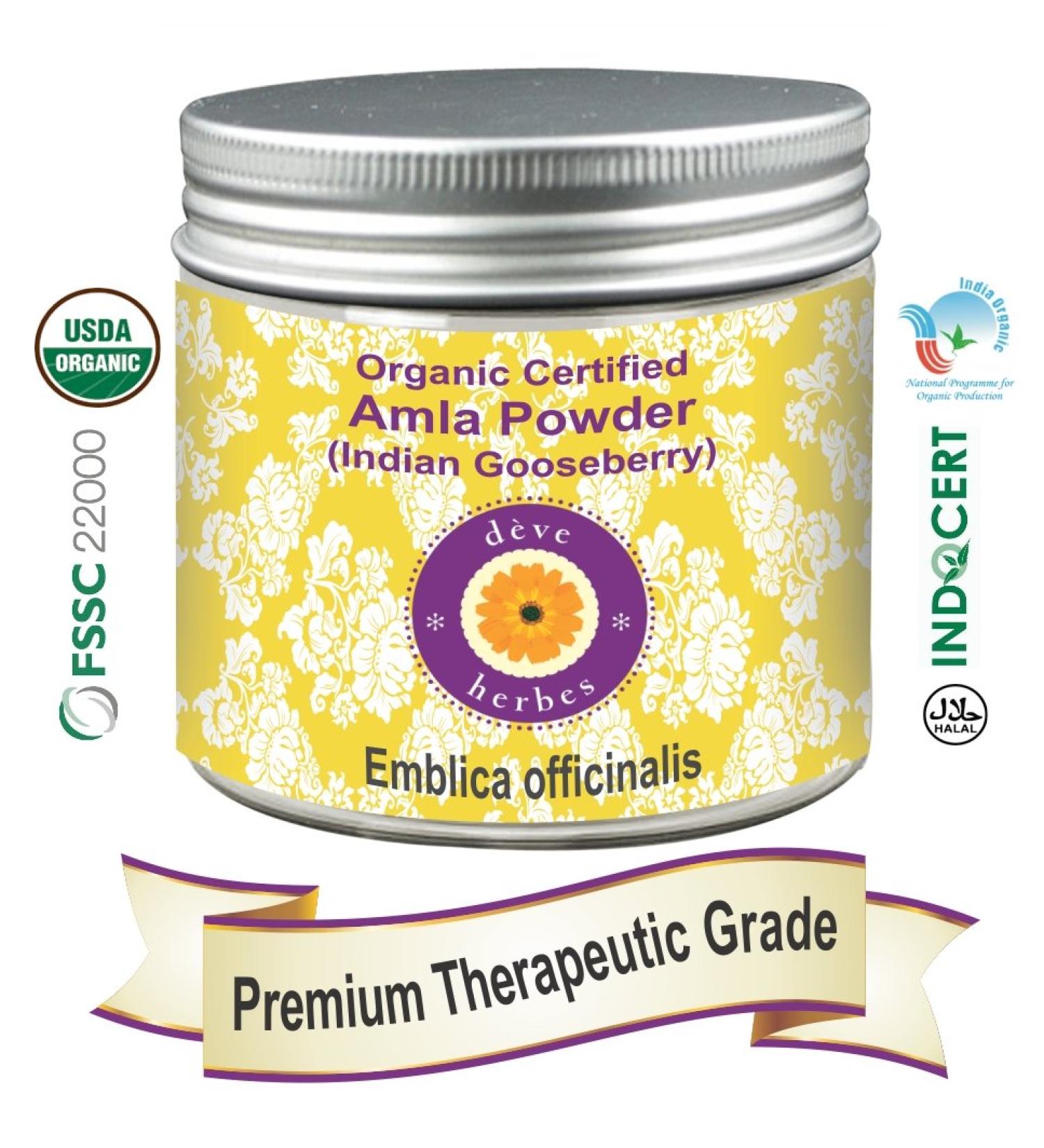 Deve Herbes Deve Herbes Pure Amla Powder (Indian Gooseberry) Emblica Officinalis Certified Organic 100% Natural 100g