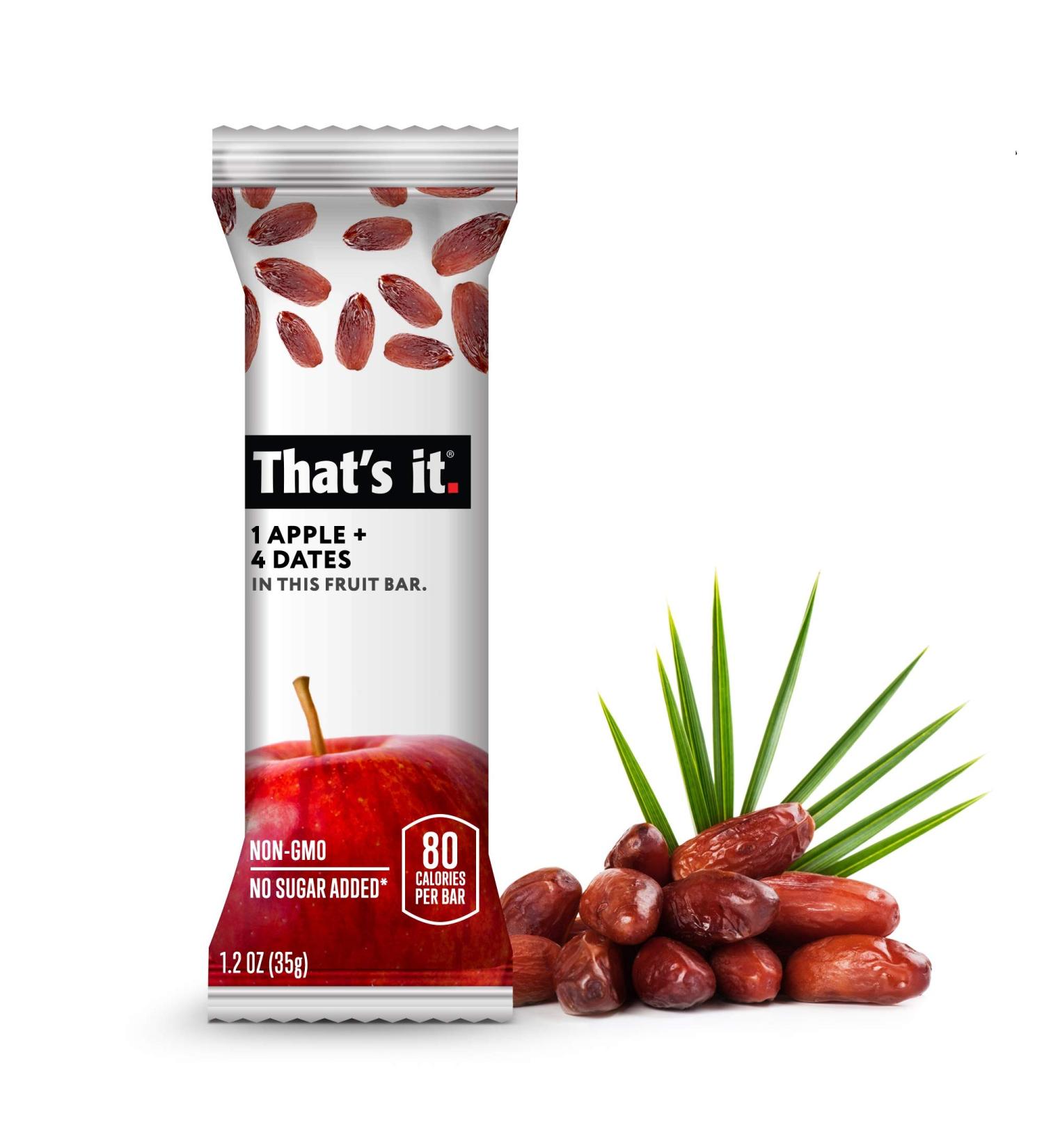 That's it. Apple + Dates Real Fruit Bar | High Fiber Vegan Snack | Gluten Free & Paleo | Non GMO & Sugar-Free | 12 Pack - Buy Online on GoSupps.com